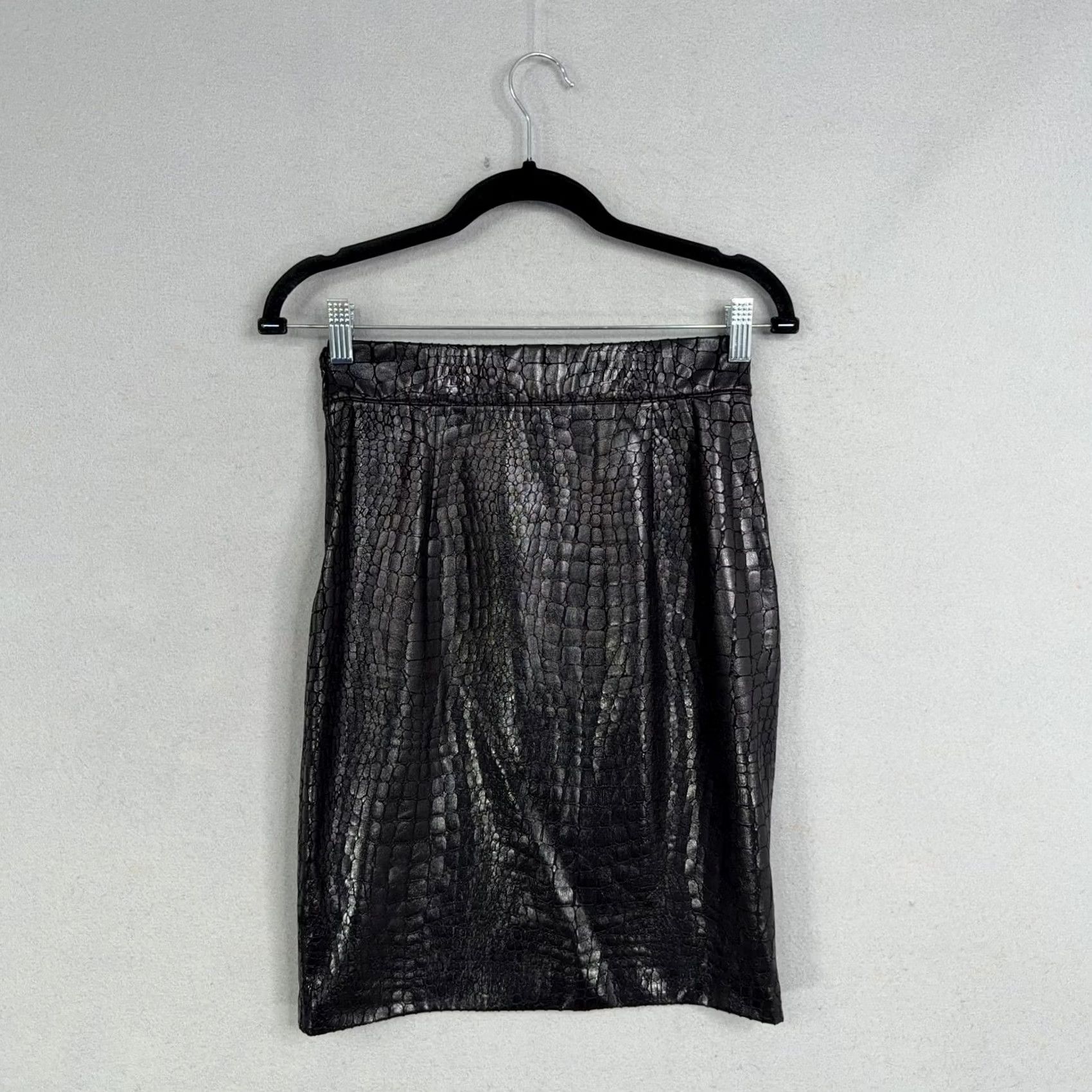 Brochu Walker Brochu Walker Skirt Womens Small Black Croc Embossed Faux Leather Pencil Office Size 28" / US 6 / IT 42 - 7 Thumbnail
