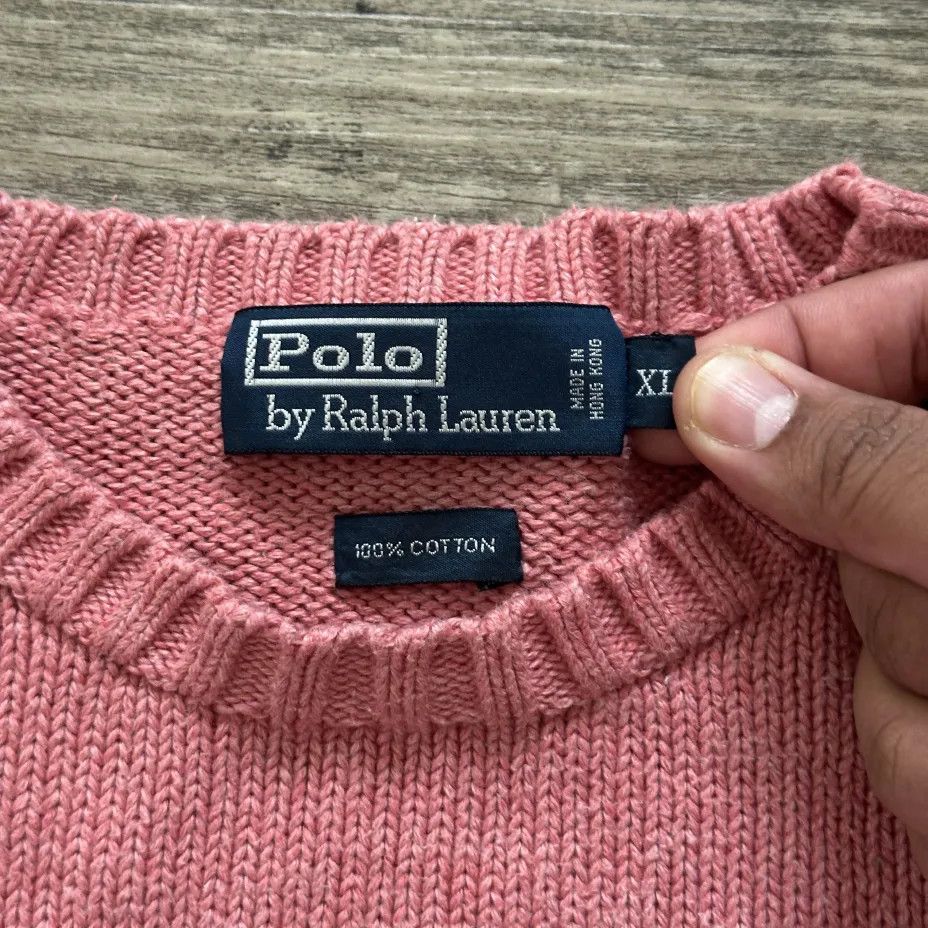 Polo Ralph Lauren Vintage Polo Ralph Lauren Pink Knitted Crewneck Sweater Size US XL / EU 56 / 4 - 3 Thumbnail