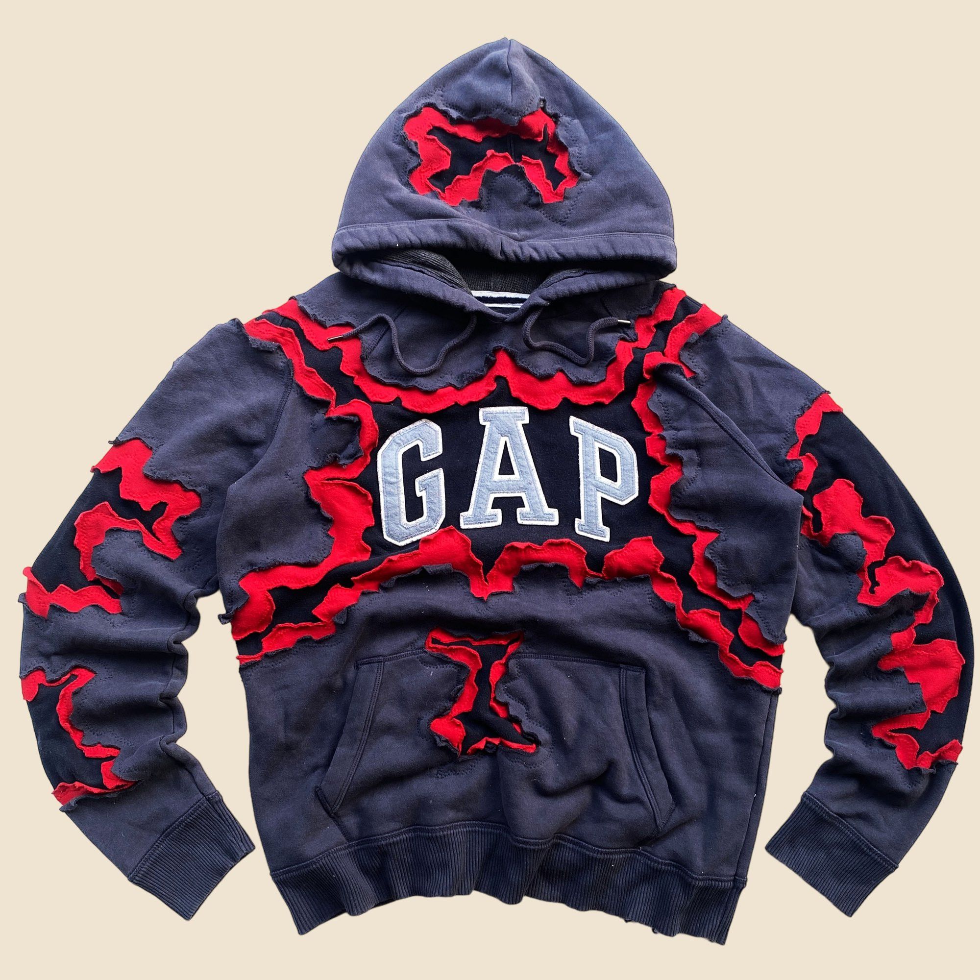 Gap × Handmade 1 OF 1 REWORKED GAP CRACKED 3 TONED HOODIE SIZE L Size US L / EU 52-54 / 3 - 1 Thumbnail