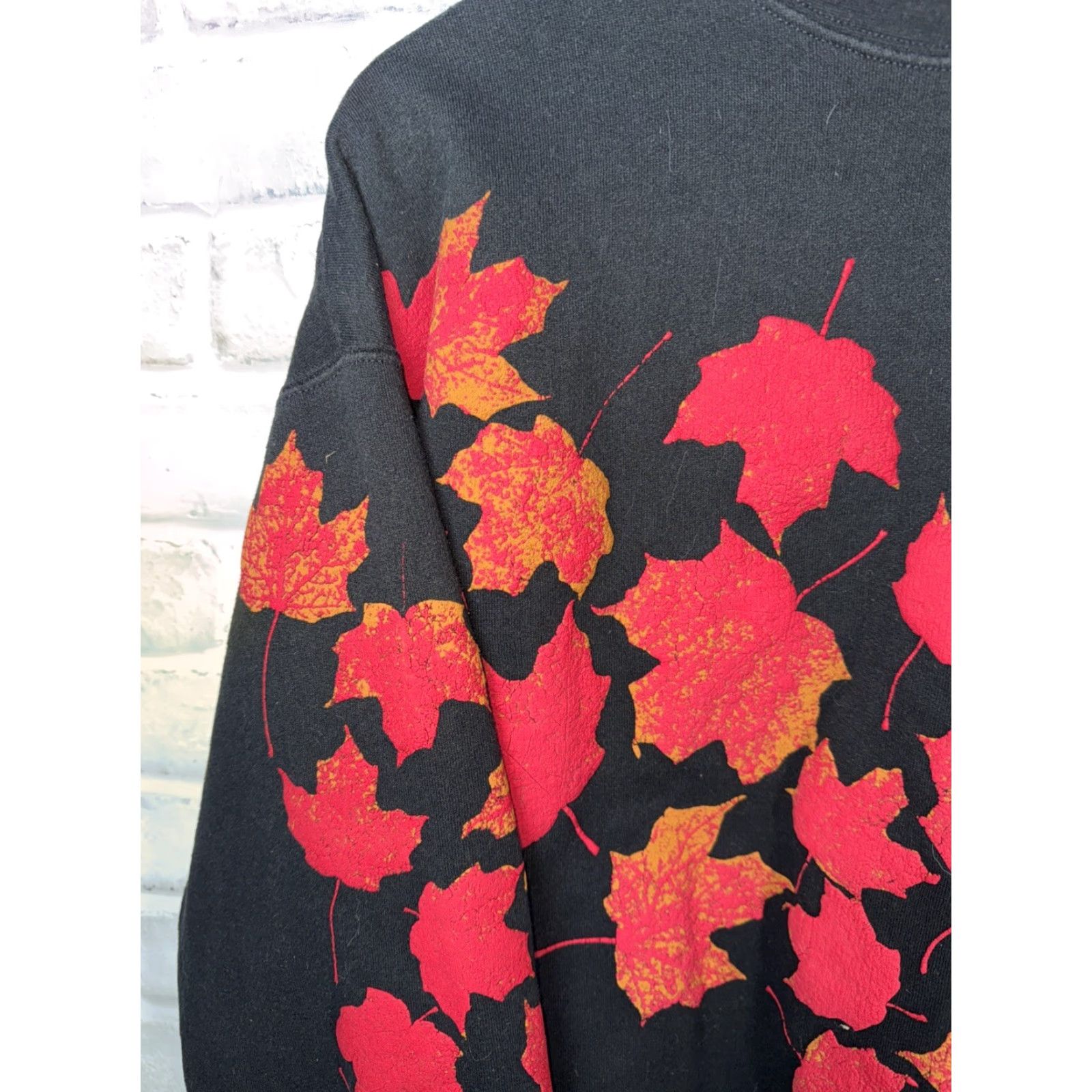 Vintage VTG ART UNLIMITED Sweatshirt Unisex M USA Fall Leaf Print Black Men Womens Size US M / EU 48-50 / 2 - 4 Thumbnail