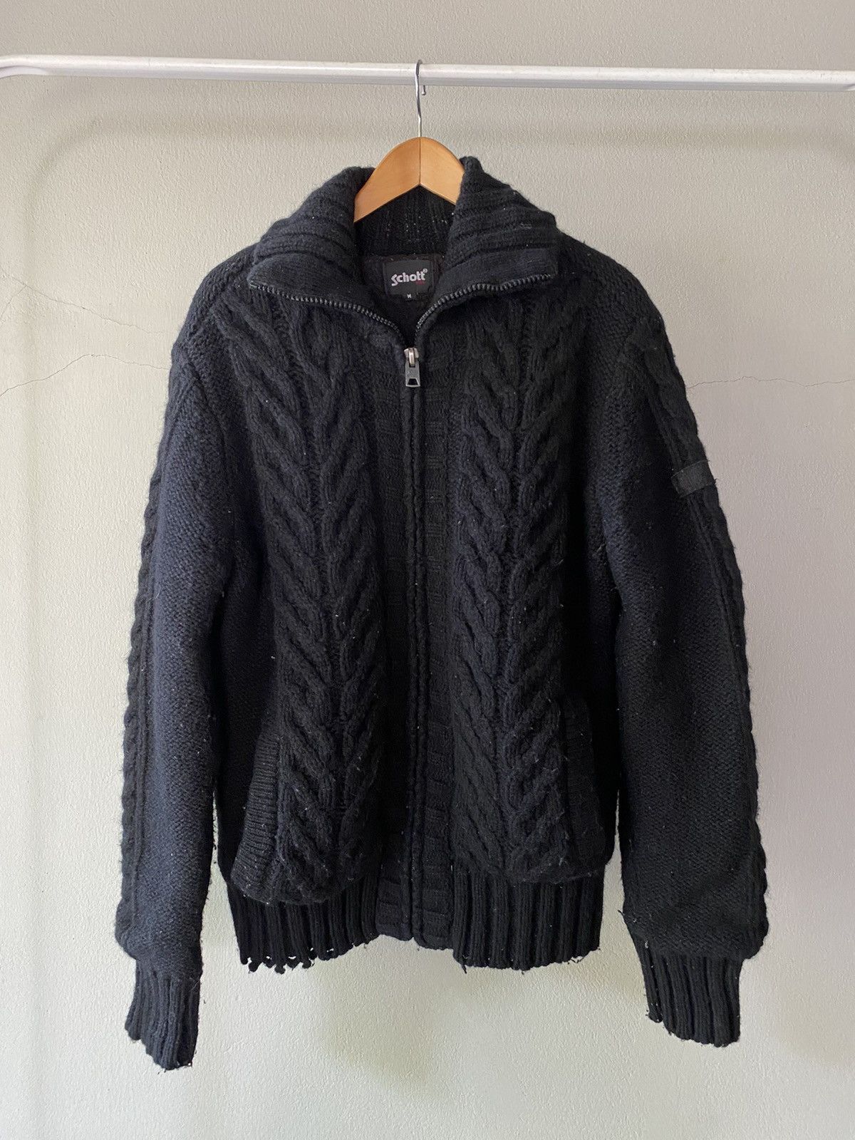 Schott SchottⓇ Black Thick Knit Sweater Size US M / EU 48-50 / 2 - 14 Thumbnail