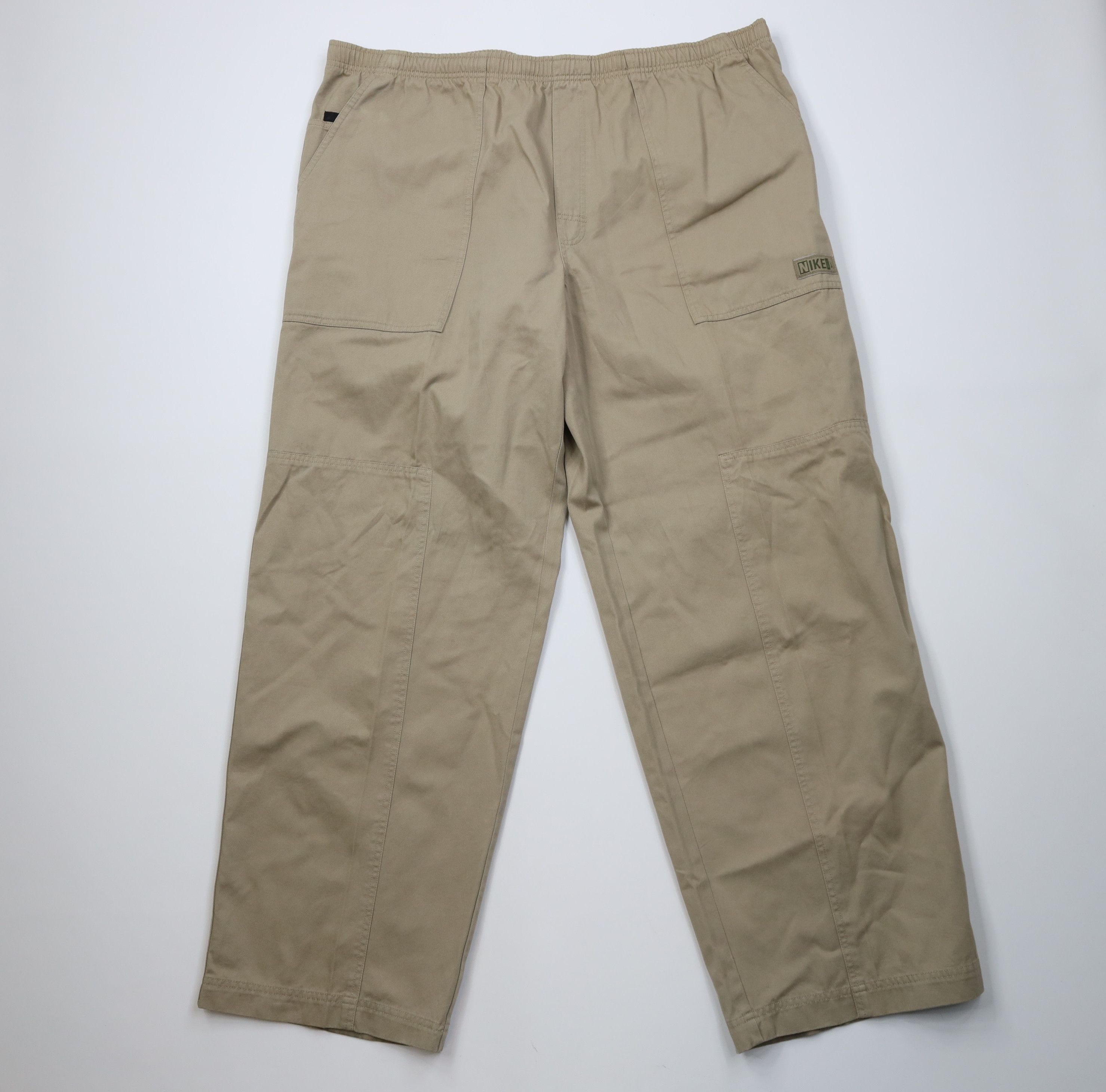 Nike Vintage 90s Y2K Nike Mini Swoosh Wide Leg Pants Khaki Tan Size US 40 / EU 56 - 1 Thumbnail