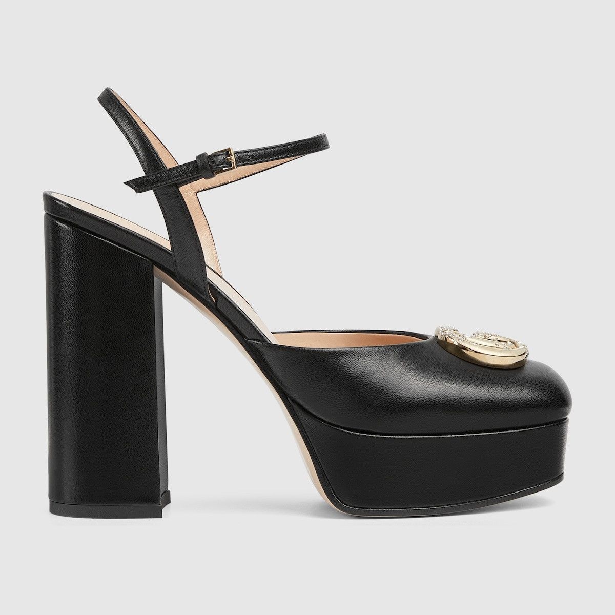 Gucci oc11z1025 Platform Pumps With Crystal Double G in Black Size US 10 / IT 40 - 1 Thumbnail