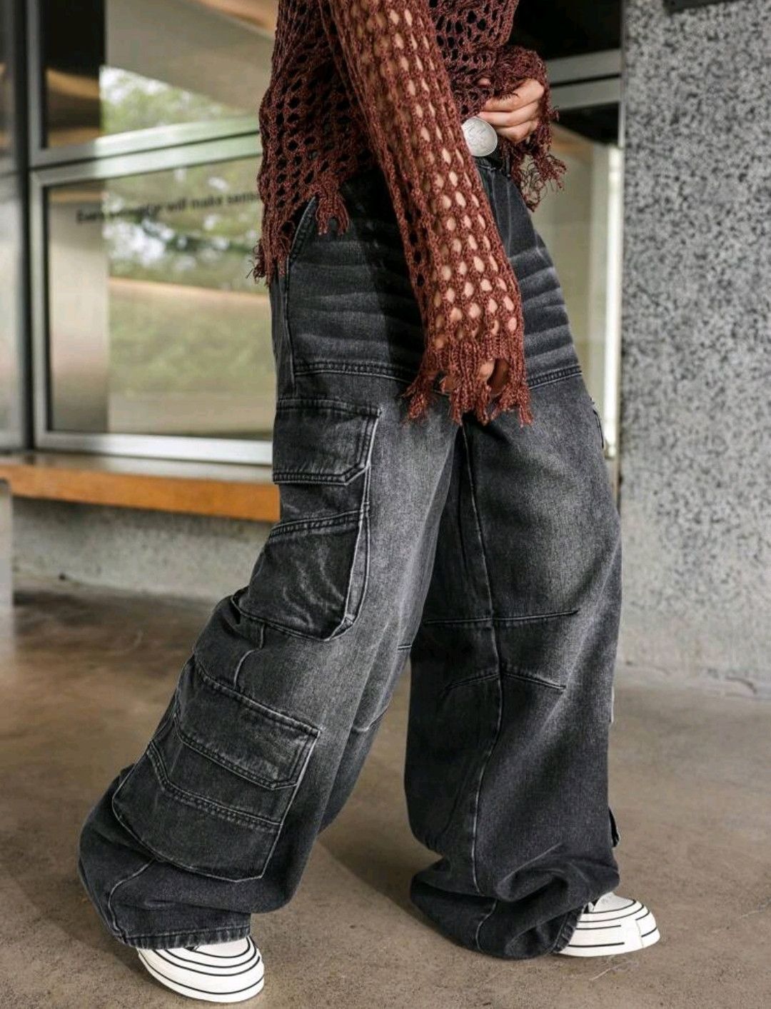 Japanese Brand × Jean Denim Workwear Baggy Jeans w/ Multiple Pockets & Wide Legs Size US 33 - 3 Thumbnail