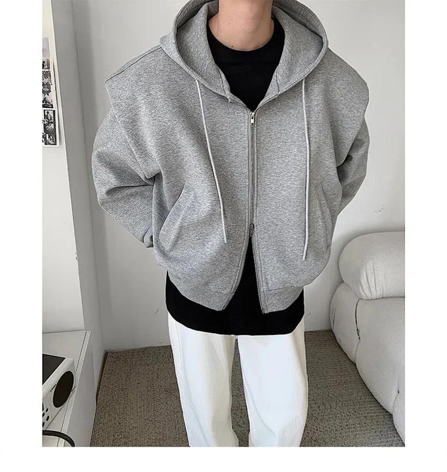 Vintage Exaggerated Shoulder Zip-Up Hoodie Size ONE SIZE - 3 Thumbnail