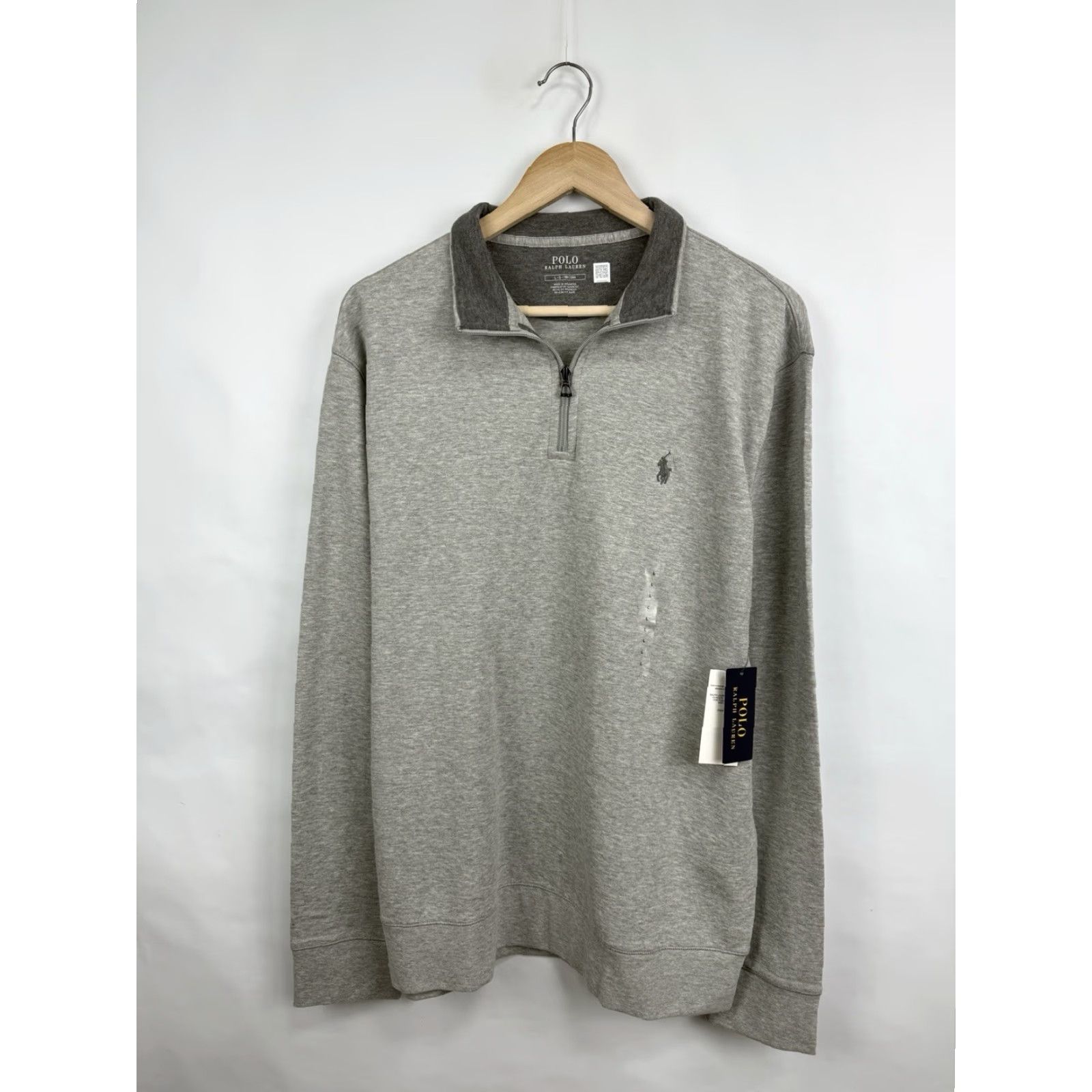 Ralph Lauren VINTAGE NWT Polo Ralph Lauren Luxury Jersey Quarter-zip Pullover Mens L Gray Sweater Size US L / EU 52-54 / 3 - 7 Thumbnail