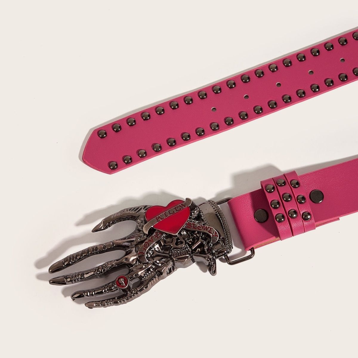 Designer Skull Punk Vintage Belt Riveted Belts Menswear Accessories Size ONE SIZE - 4 Thumbnail