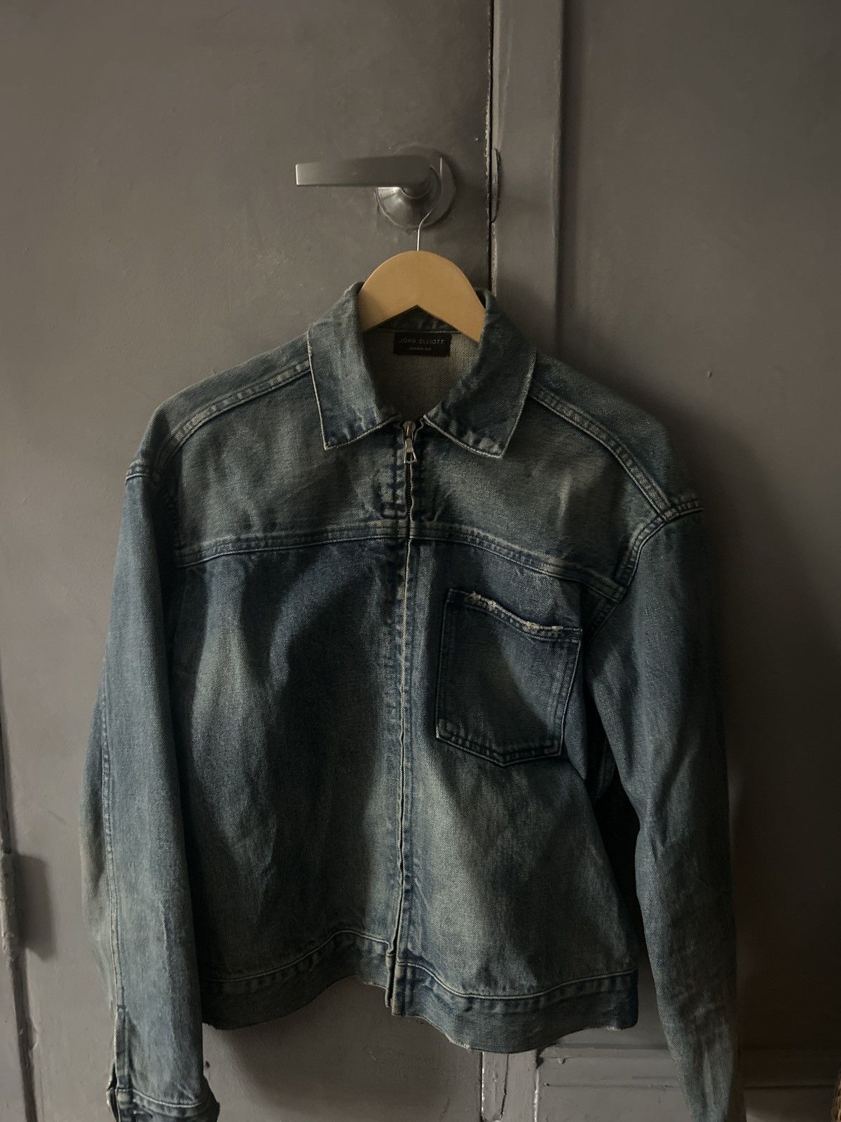 John Elliott Denim Full Zip Up Jacket