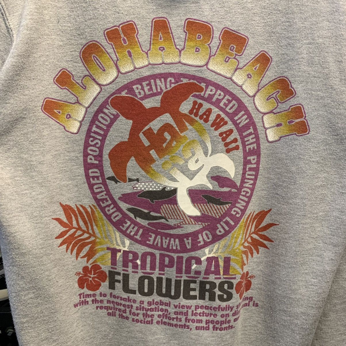 Vintage FIRST PARKING zip hoodie w/ vibrant tropical graphic