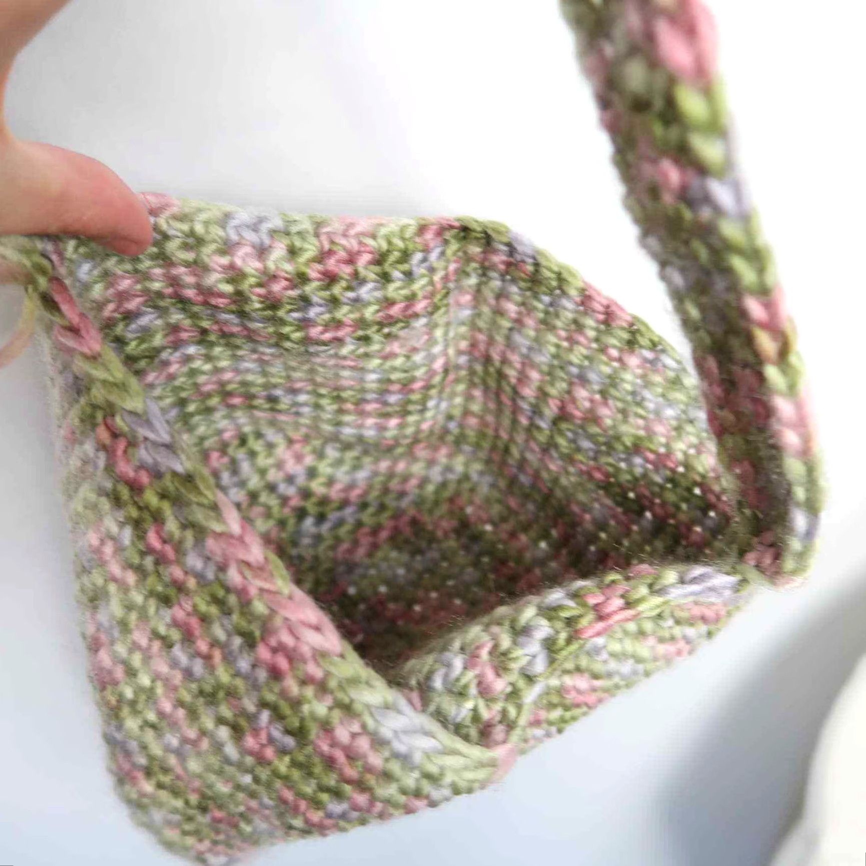 Pinko VINTAGE Handbag Purse Small Crochet Knit Green Pink Womens Women 10" x 7" Handheld Pouch Accessories Size ONE SIZE - 4 Thumbnail