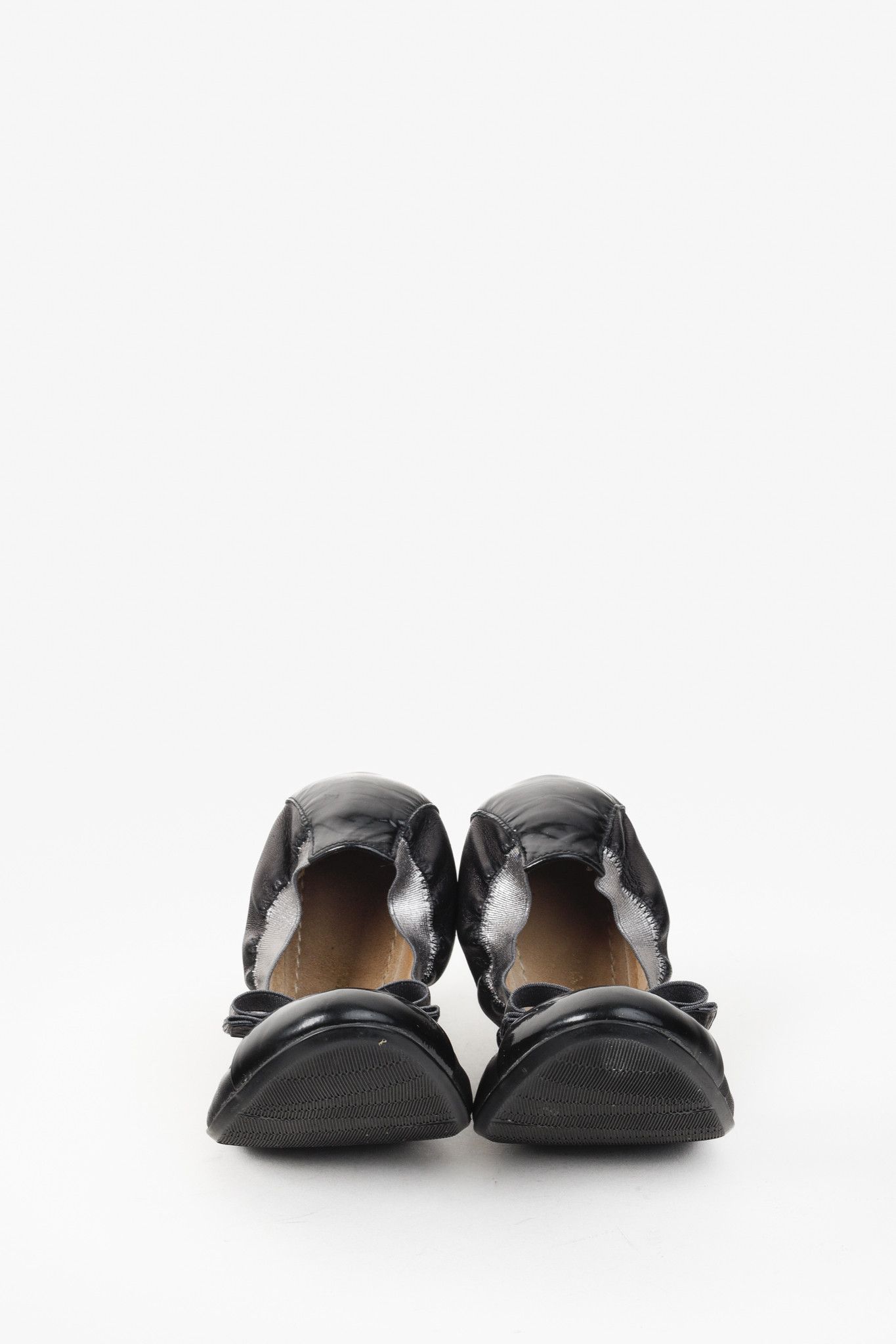 Salvatore Ferragamo Salvatore Ferragamo Black Silver Vara Patent Ballet Flat Size US 5 / IT 35 - 2 Thumbnail