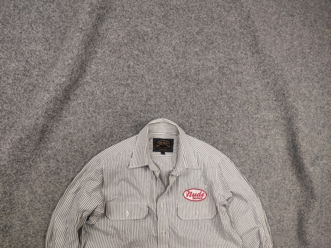 Japanese Brand Nude Bones Vintage Japan Work USA striped shirt embroidery Size US S / EU 44-46 / 1 - 1 Thumbnail