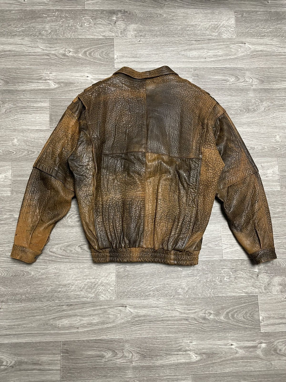 Leather Vintage Leather Brown Patterned Bomber Jacket 90s Size US M / EU 48-50 / 2 - 11 Thumbnail