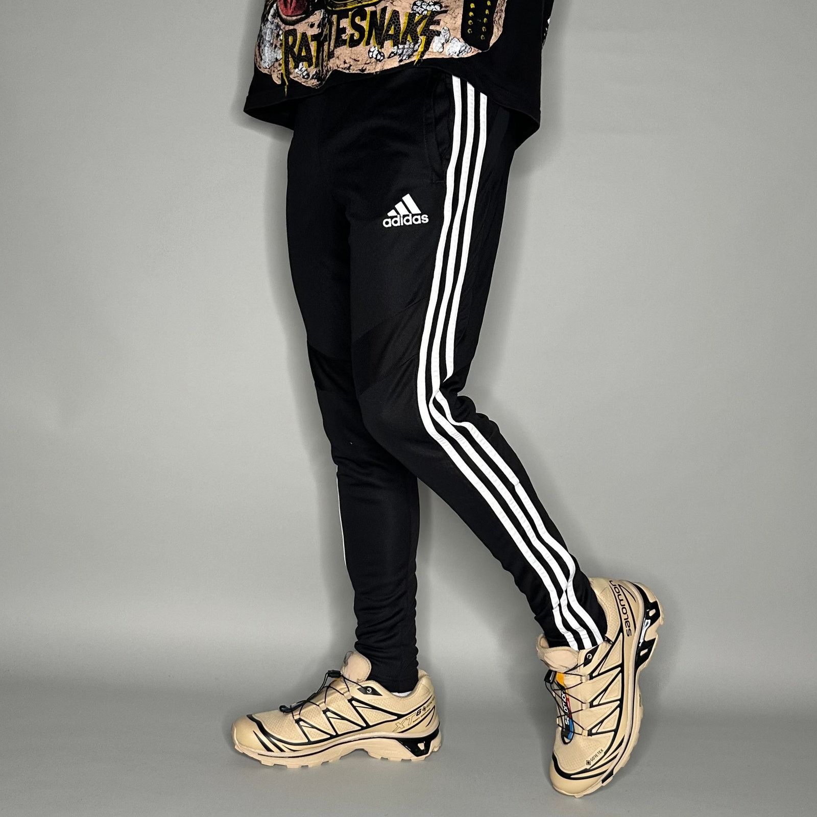 Adidas Adidas Sweatpants Mens S Slim Fit Black White Stripe Joggers Size US 30 / EU 46 - 1 Thumbnail