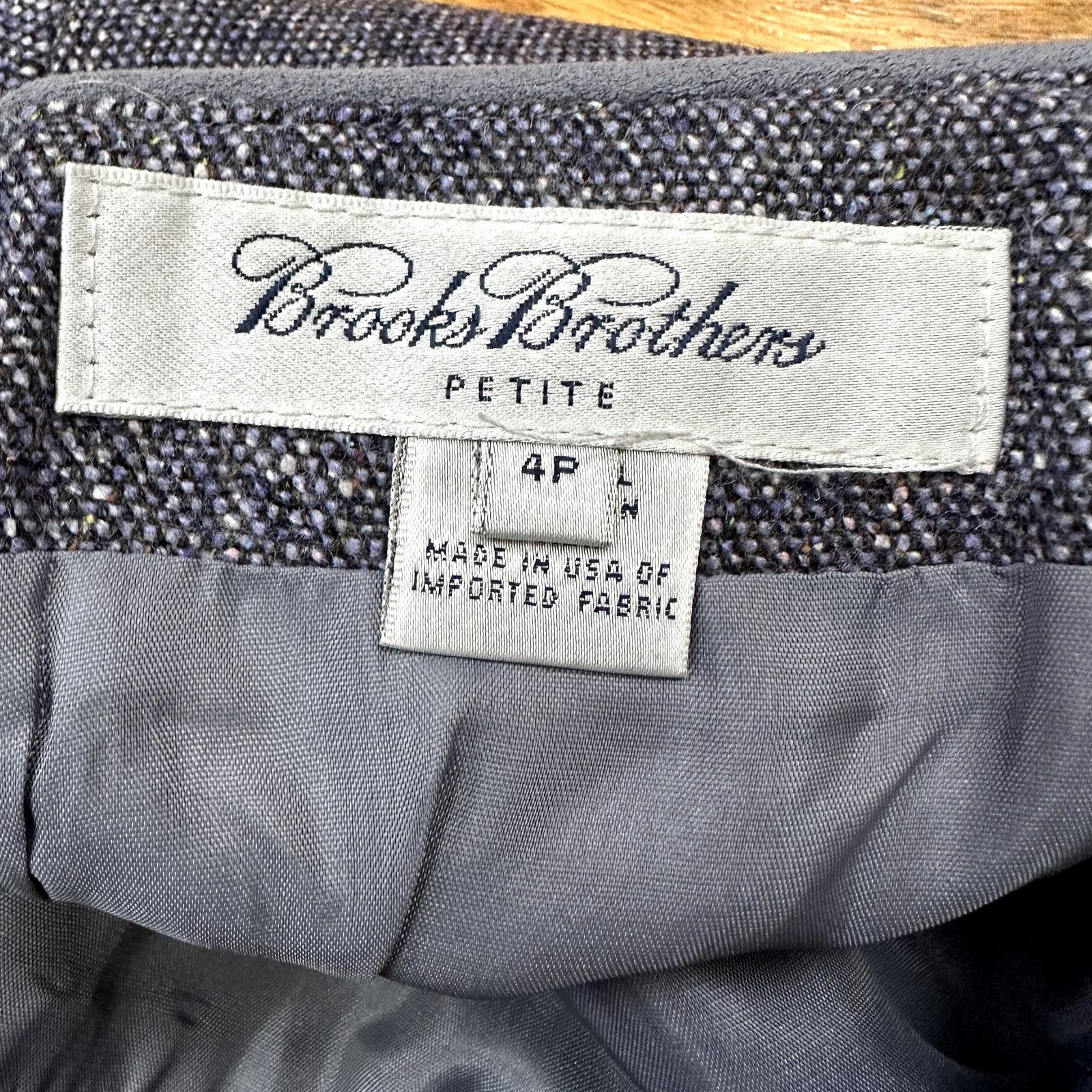 Brooks Brothers Purple Blue Tweed Pencil Skirt Wool Silk 4 4P P4 SP PS Size 27" / US 4 / IT 40 - 5 Thumbnail