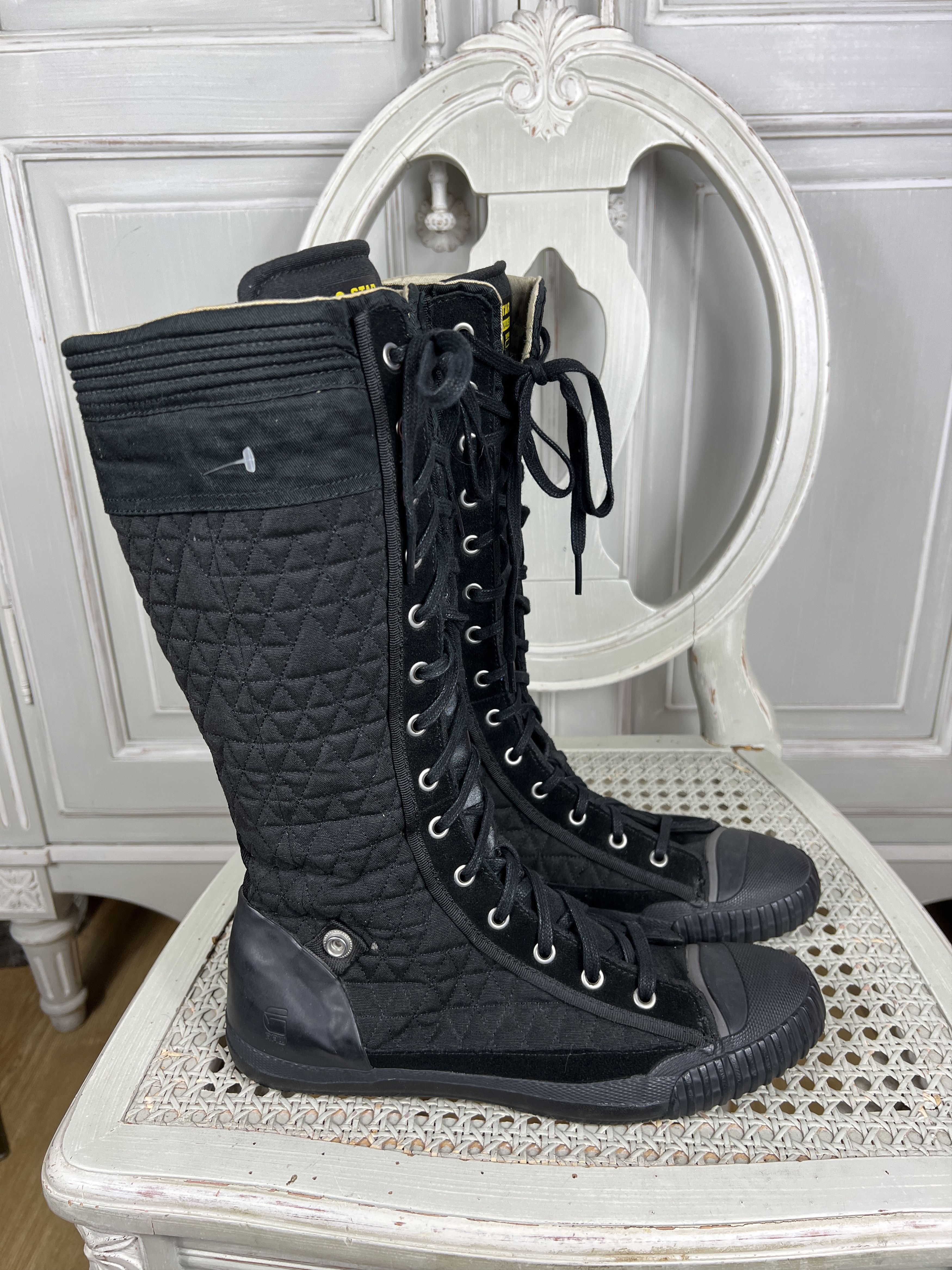 G-Star × Vintage VINTAGE G STAR HIGH LACE UP MOTO RACING BOOTS Size US 10 / IT 40 - 1 Thumbnail