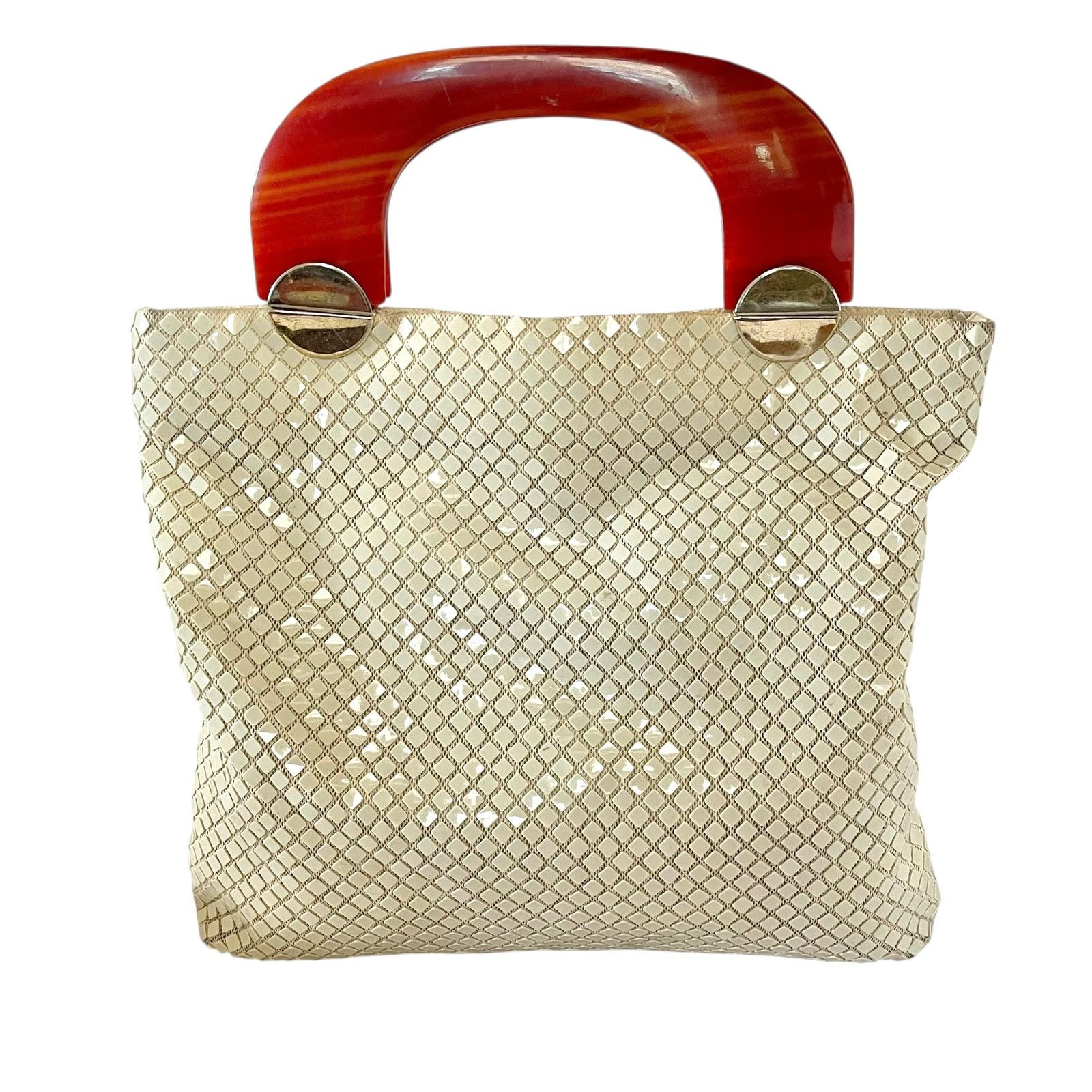 Vintage Vintage Lumured Ivory-White Luma Mesh Lucite Handle Handbag Size ONE SIZE - 3 Thumbnail