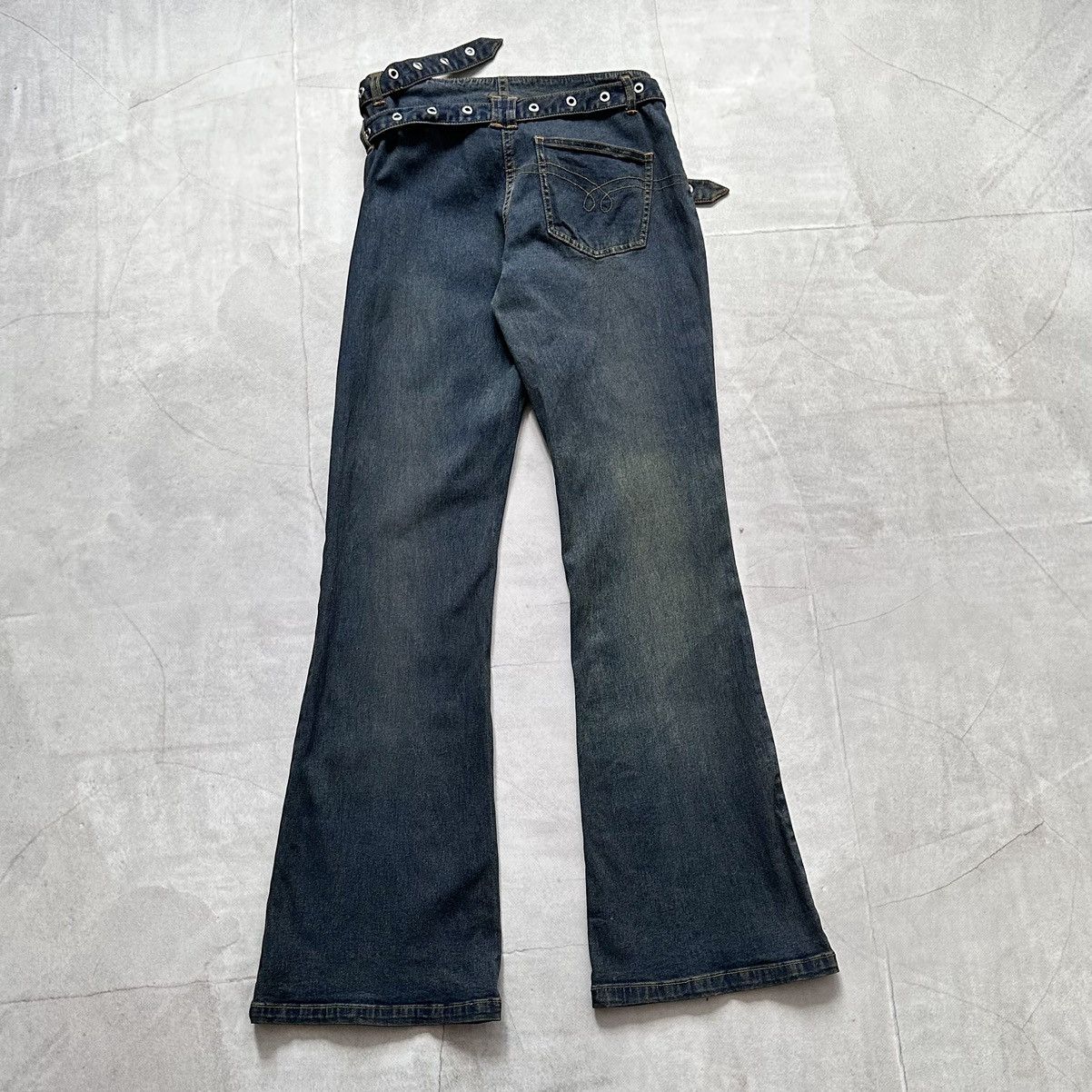 20471120 Bondage Flared Eyelets Belt Studded Punk Jeans LGB If Six Size 26" / US 2 / IT 38 - 10 Thumbnail