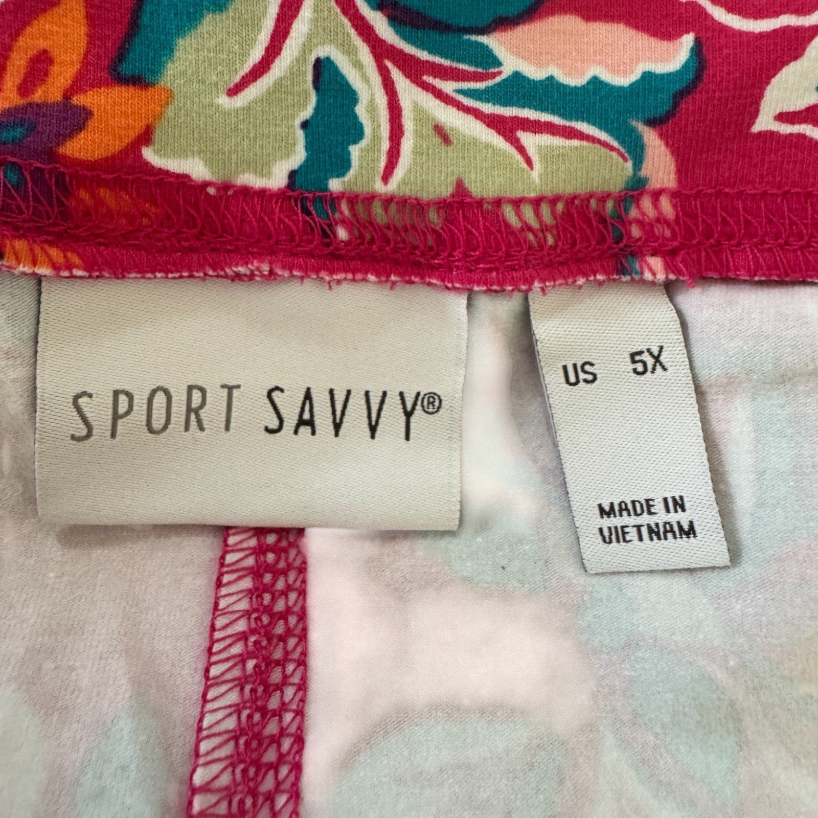 Other Sport Savvy Regular Printed Jersey Capri Pink Floral 5X Size 37" - 14 Thumbnail