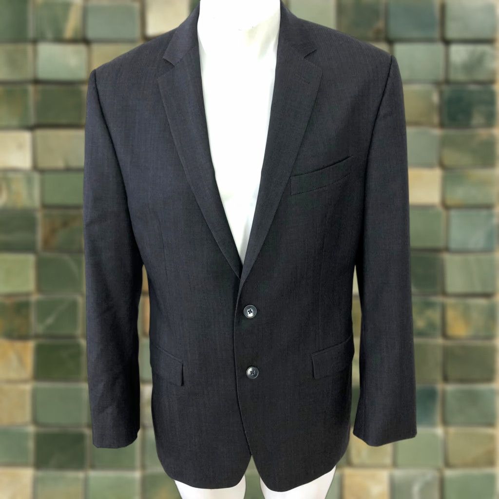 Calvin Klein Calvin Klein Slim Fit 38 Reg 100% Wool Button Blazer Sport Coat Jacket Gray MINT Mens Blazer Size 38R - 1 Thumbnail