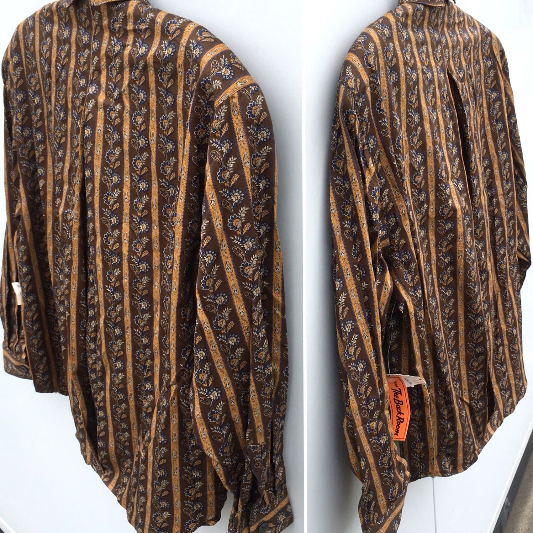 Vintage VINTAGE Made In Italy Blouse 100% Cotton Brown Paisley Abalone Buttons 1980s The Back Room NOS Sz 6 Womens Size M / US 6-8 / IT 42-44 - 4 Thumbnail