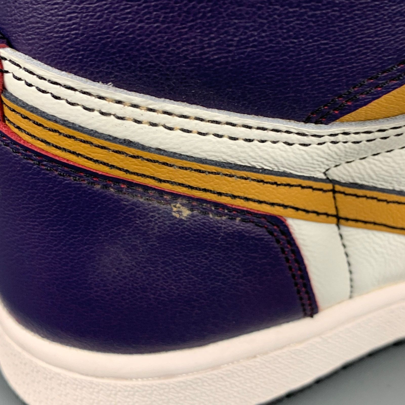 Nike NIKE White Purple Color Block Leather High Top Sneakers Size US 6 / EU 39 - 8 Thumbnail