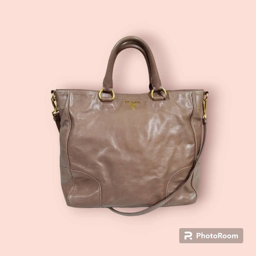 Prada Authentic Prada Leather Tote Shoulder Bag Size ONE SIZE - 3 Thumbnail
