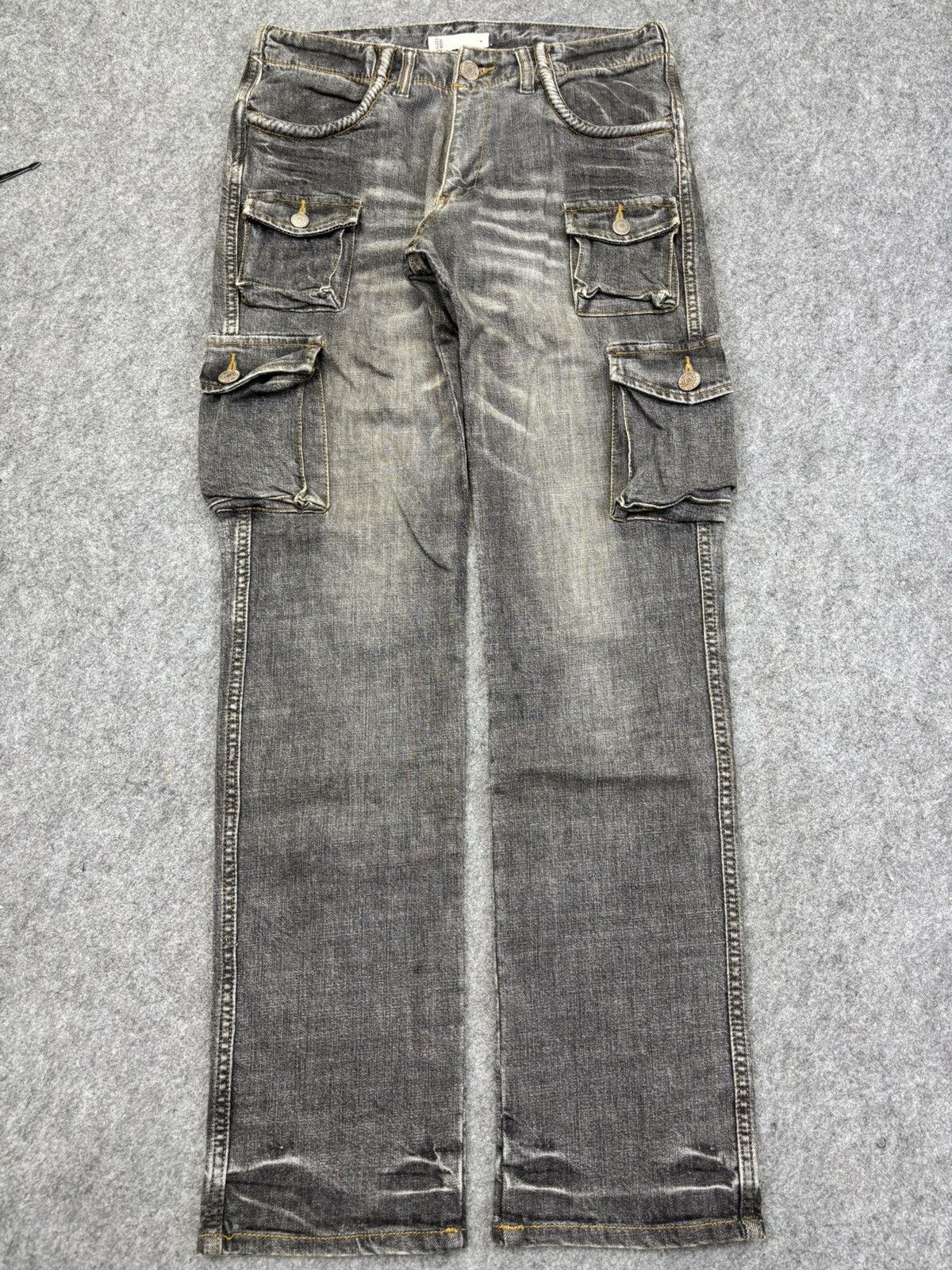 Japanese Brand 💥Multipockets💥GLOBAL WORK 3D 8 Pockets Cargo Jeans F989 Size US 31 - 16 Thumbnail