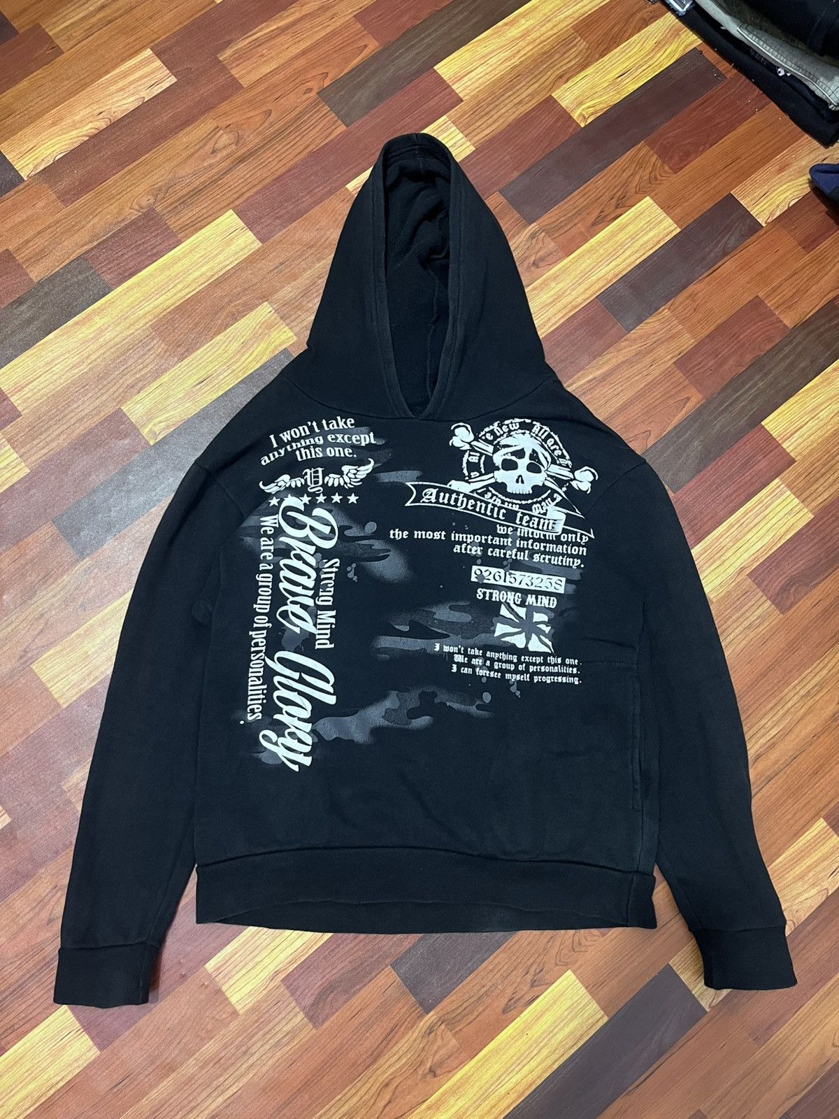 Japanese Brand Freude Skull Graphic Hoodie Black Boxy Fit Japan Size US S / EU 44-46 / 1 - 11 Thumbnail