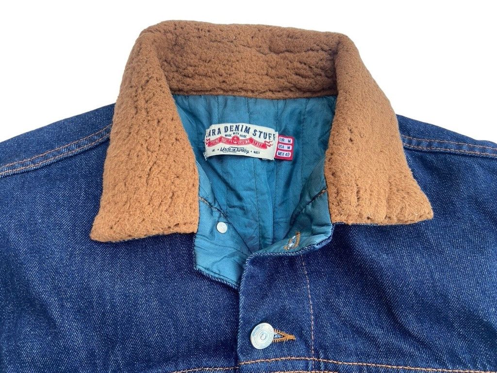 Zara Denim Stuff Blue Dark Wash Button Up Long Sleeve Jacket Size US M / EU 48-50 / 2 - 5 Thumbnail