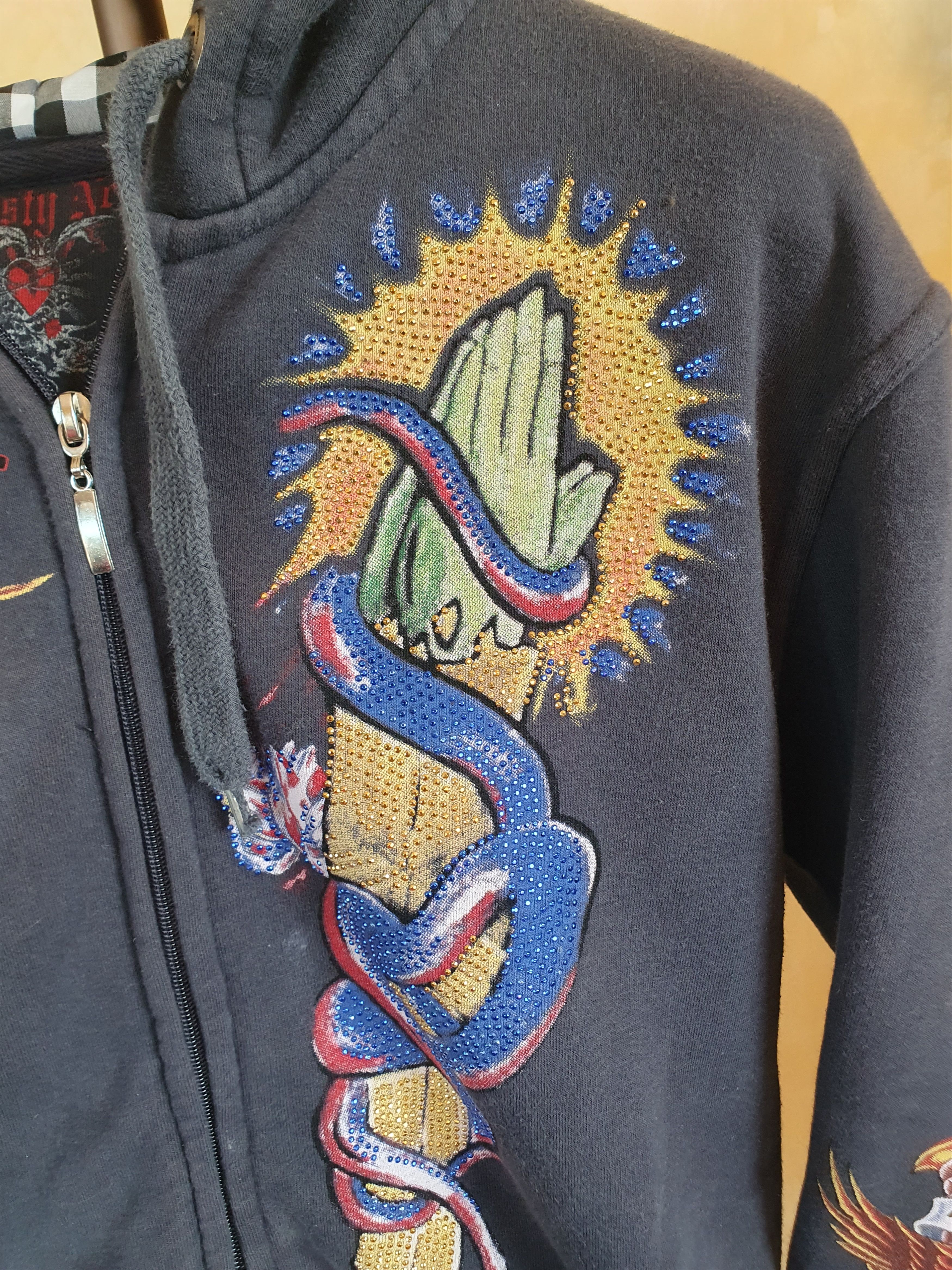 Vintage Rusty Neal LA Eagle Peace Rhinestones Hoodie Vintage Y2K Size US L / EU 52-54 / 3 - 7 Thumbnail