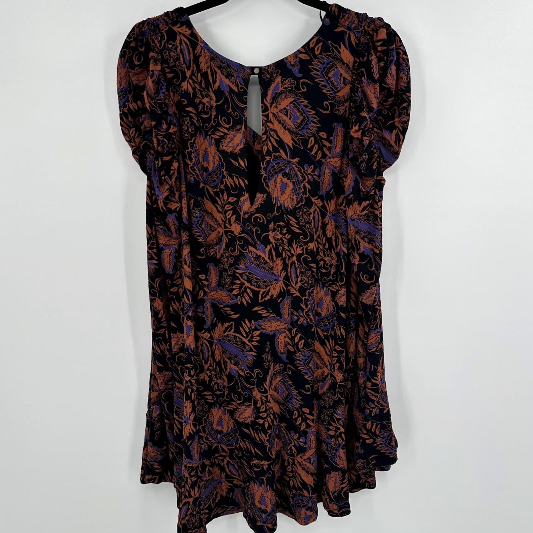 Free People VINTAGE Free People Dress Womens Small Black Brown Floral Boho Long Sleeve Keyhole Flowy Size S / US 4 / IT 40 - 7 Thumbnail