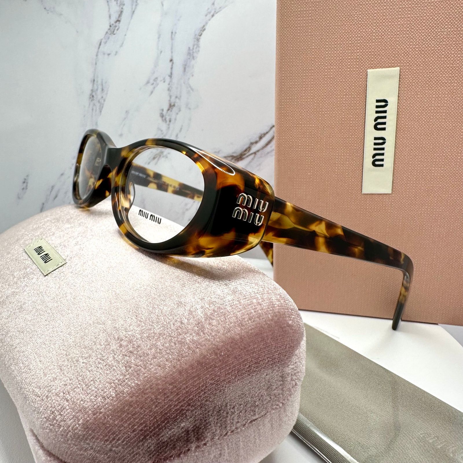 Miu Miu New MIU MIU Eyeglasses Brown Oval 53 Honey Havnana Rx-able Size ONE SIZE - 4 Thumbnail