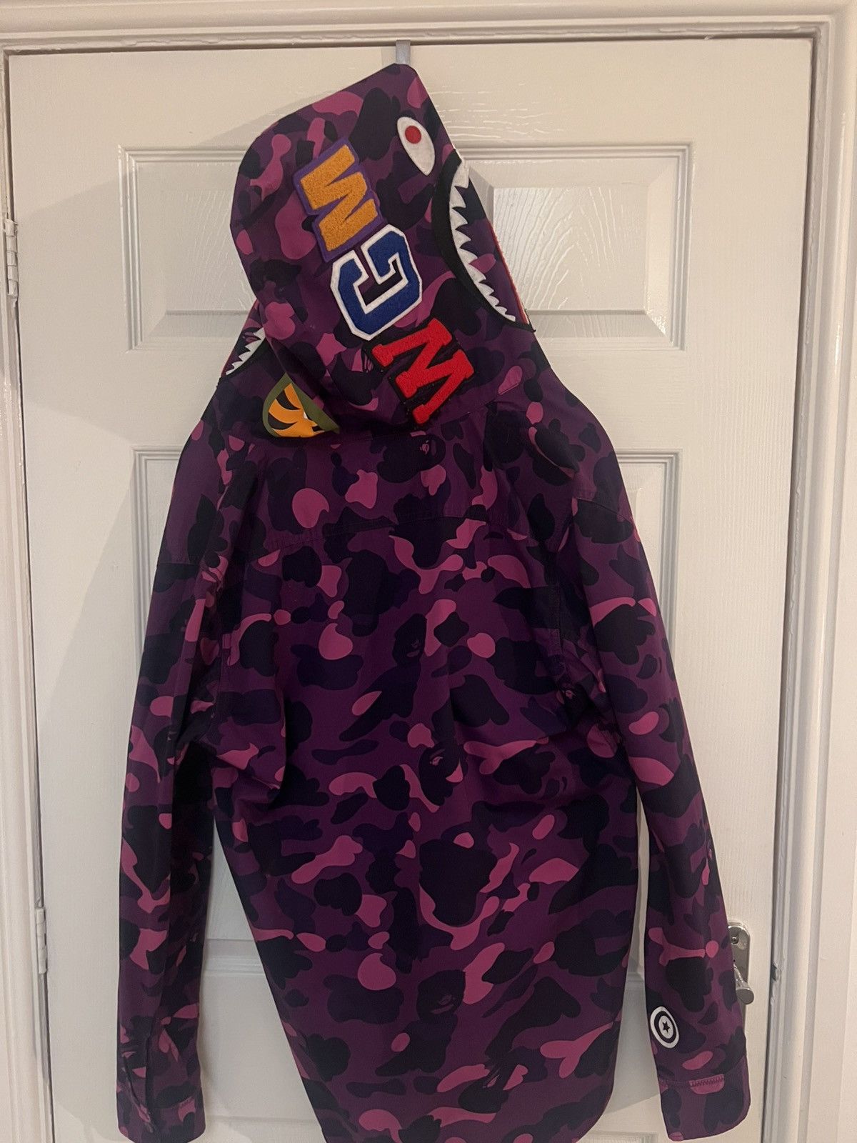 Bape Rare BAPE A Bathing Ape Purple Camo Shark Button Shirt Size US XL / EU 56 / 4 - 4 Thumbnail