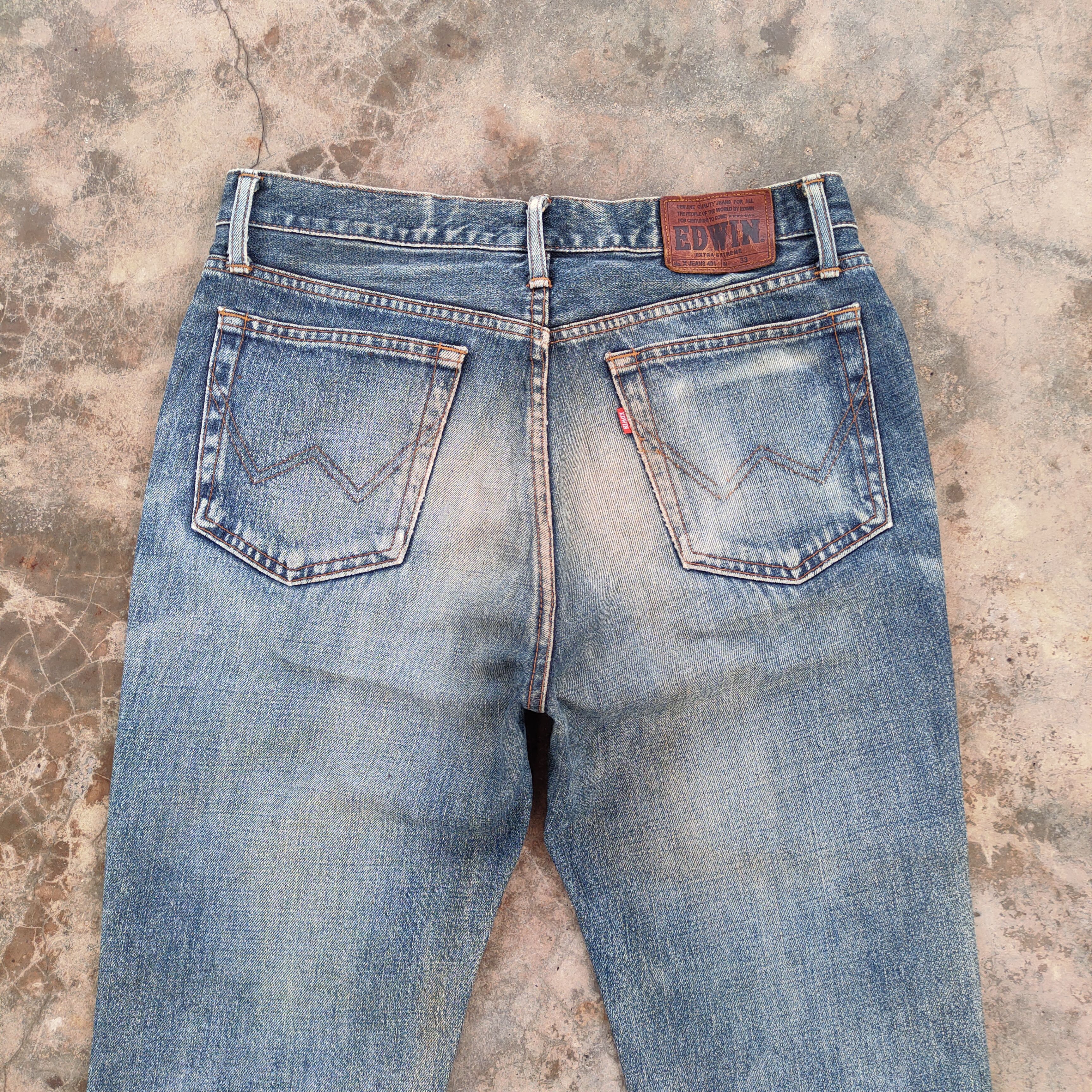 Edwin FLARE EDWIN 401 VINTAGE FADED RIPPED JEANS DENIM PANTS Size US 33 - 9 Thumbnail