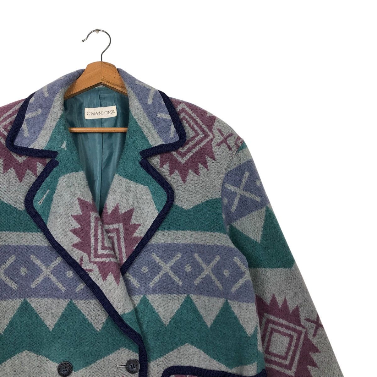 Japanese Brand × Vintage 📌Vintage Wool Button Jacket Navajo Design Command Cynsia Size US M / EU 48-50 / 2 - 7 Thumbnail