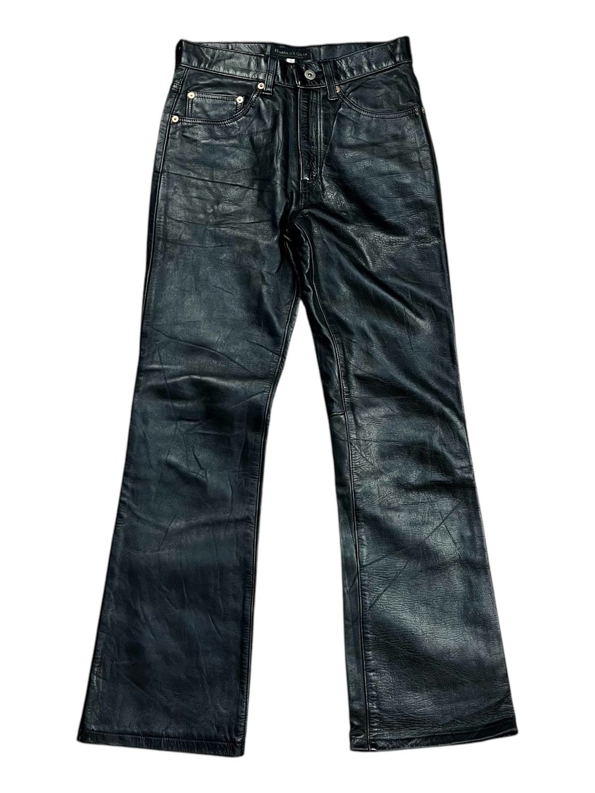 Japanese Brand 1990s Harolds Gear - Flared Leather Pants Size US 29 - 3 Thumbnail