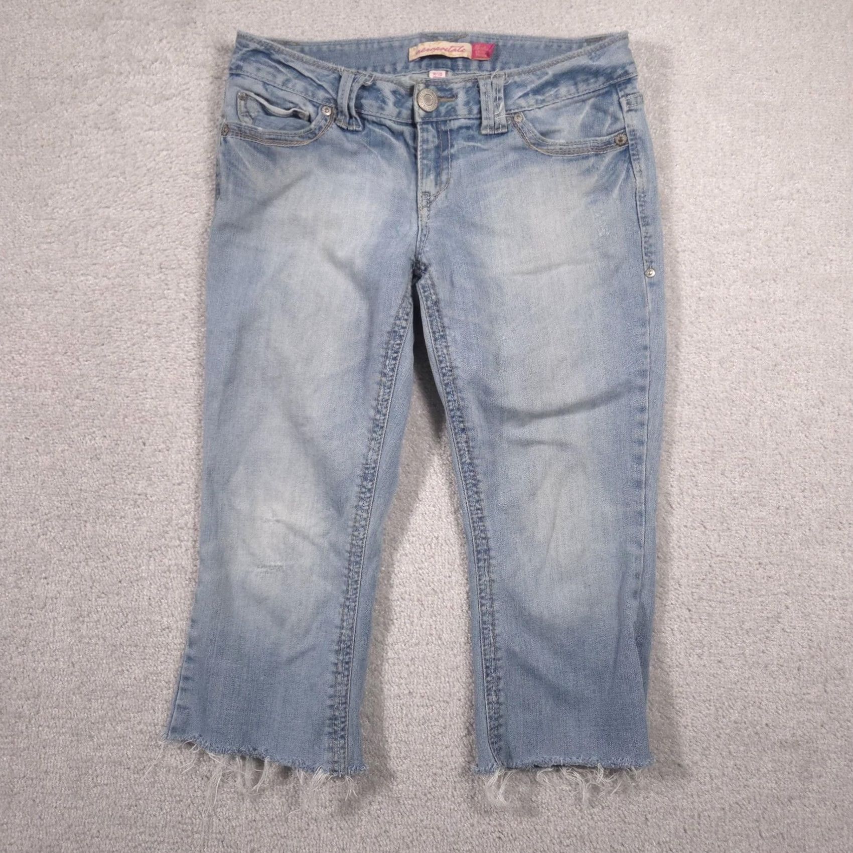 Aeropostale Aeropostale Jeans Womens Juniors 9/10 Short Crop Flare Skinny Kailey Stretch Denim Blue Size 30" / US 8 / IT 44 - 2 Thumbnail