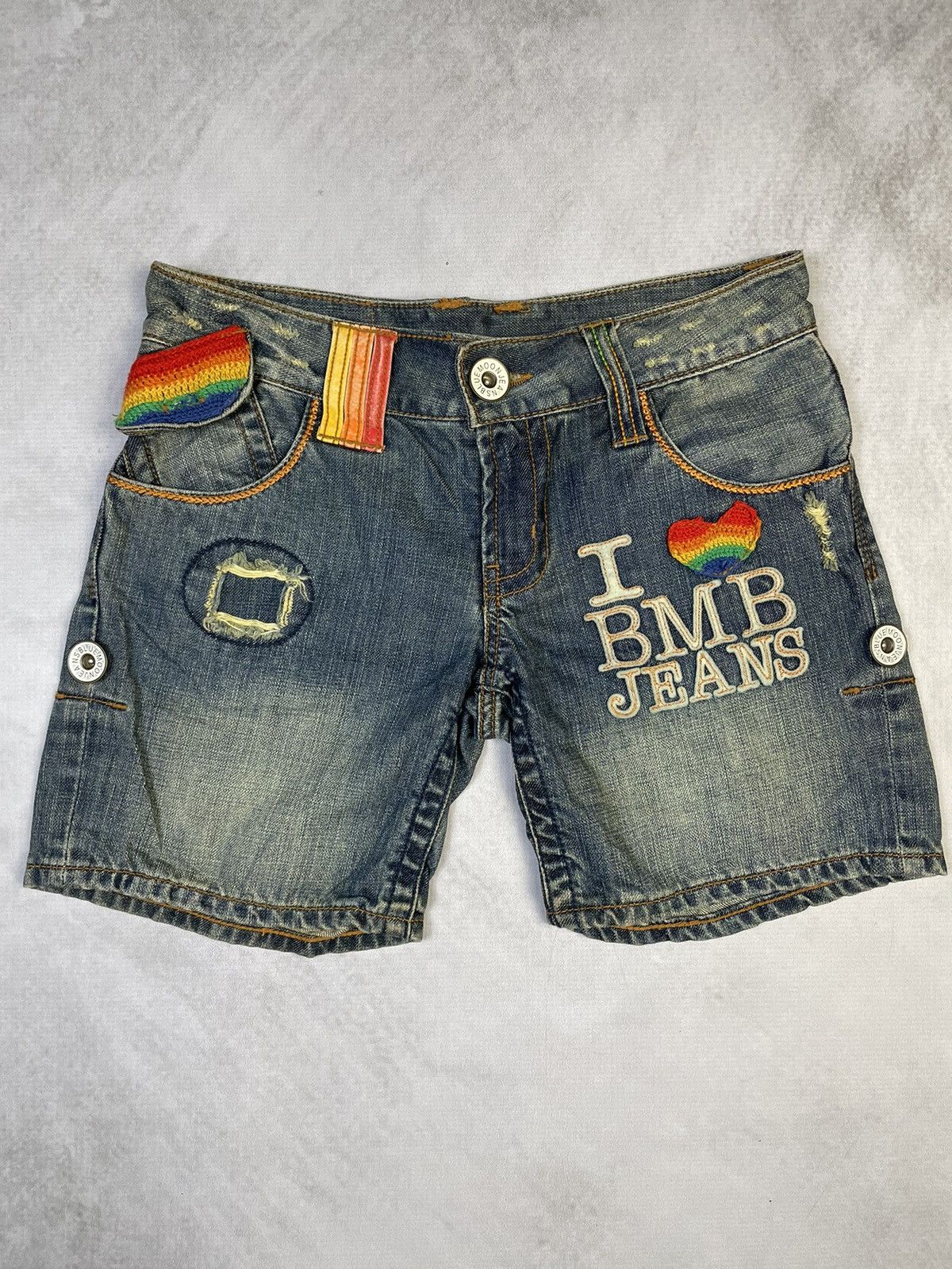 Angel Blue 2000s Scene Style Blue Moon Blue Denim Short Size 28" / US 6 / IT 42 - 2 Thumbnail
