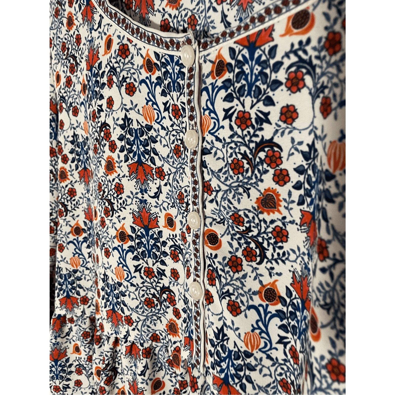 Other Bishop Sleeve Floral Blouse Max Studio Navy Peasant Prairie Size S / US 4 / IT 40 - 4 Thumbnail