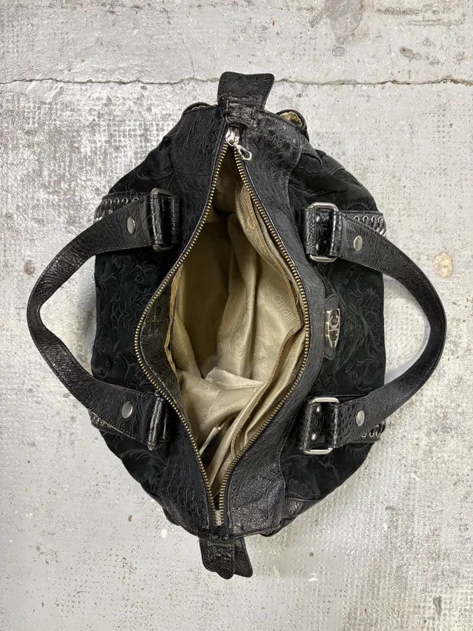 Just Cavalli 2000s Cavalli Black Leather Embroidered Chain Handle Bag Size ONE SIZE - 7 Thumbnail