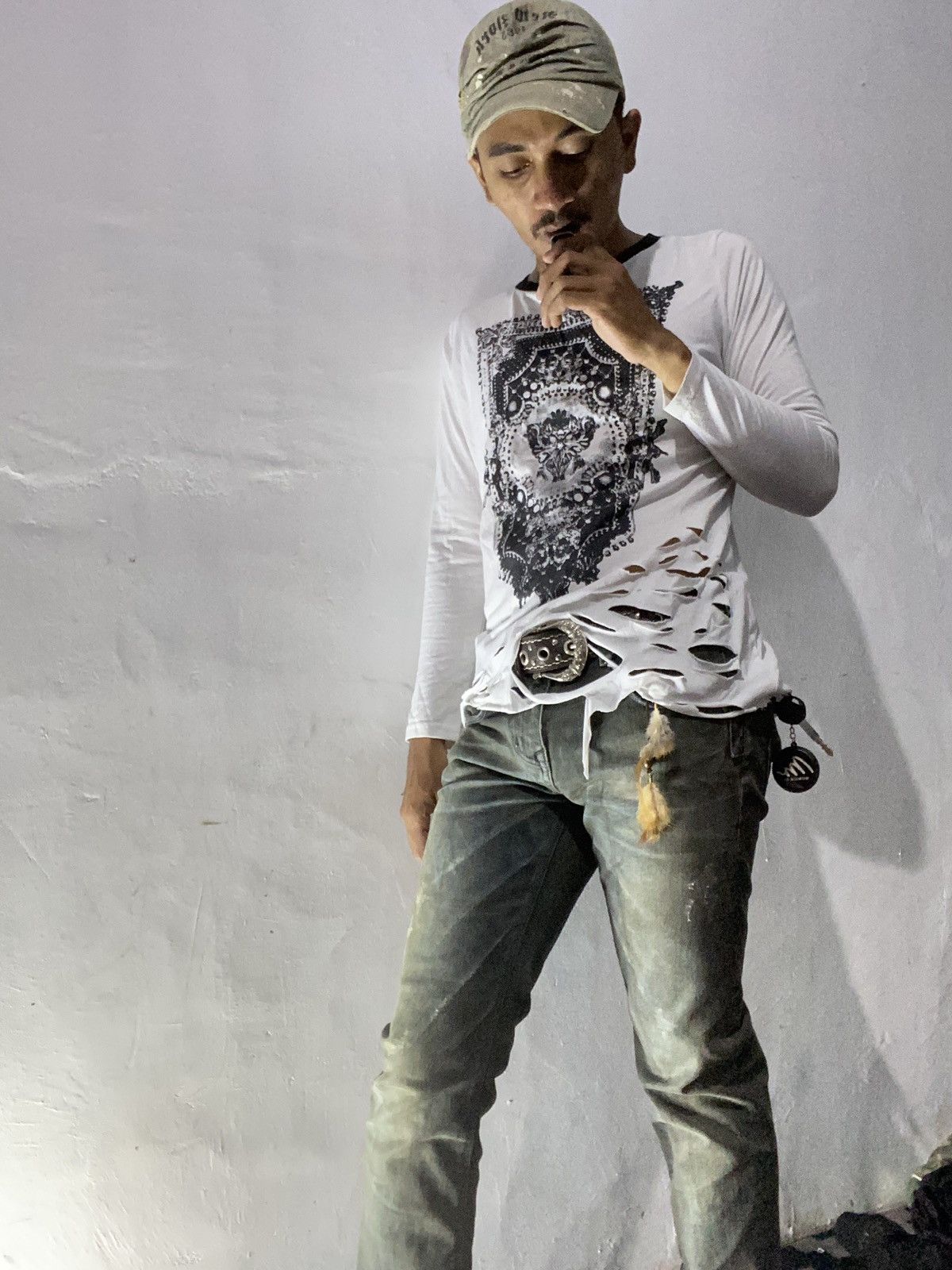 If Six Was Nine × Le Grande Bleu (L.G.B.) × Yasuyuki Ishii Japanese fpaige distressed longsleeve tee lgb style Size US M / EU 48-50 / 2 - 2 Thumbnail