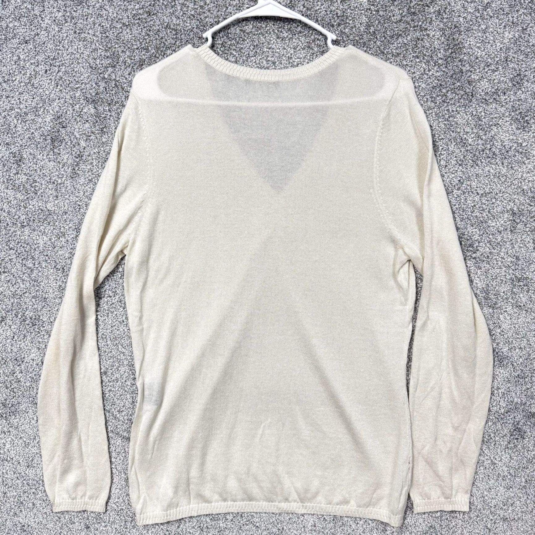 Vintage VINTAGE Pamela Dennis Sweater M Silk Cashmere Quiet Luxury Old Money Office Womens White V-Neck Pullover Knit Lightweight Size M / US 6-8 / IT 42-44 - 7 Thumbnail
