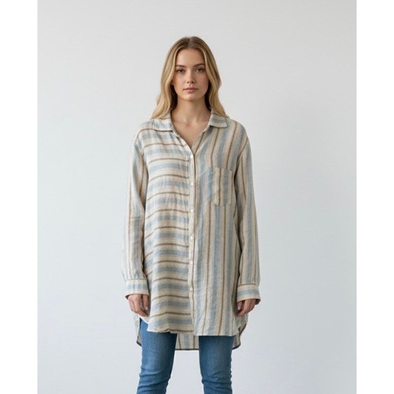 CP Shades NWOT CP Shades Mixed Plaid Linen Double Cloth Top size L Size L / US 10 / IT 46 - 1 Thumbnail