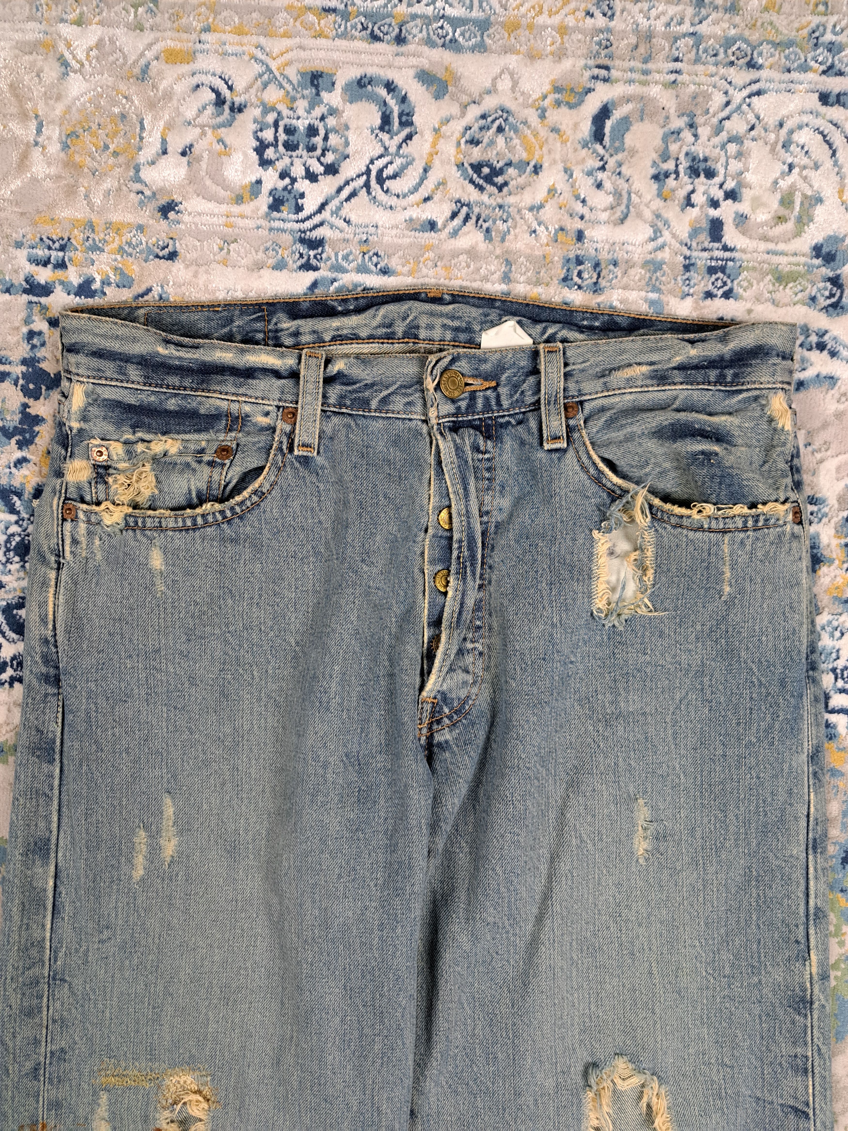 Levi's Vintage Levis 501 OG Miner's Distressed Denim Gold Button Size US 32 / EU 48 - 4 Thumbnail
