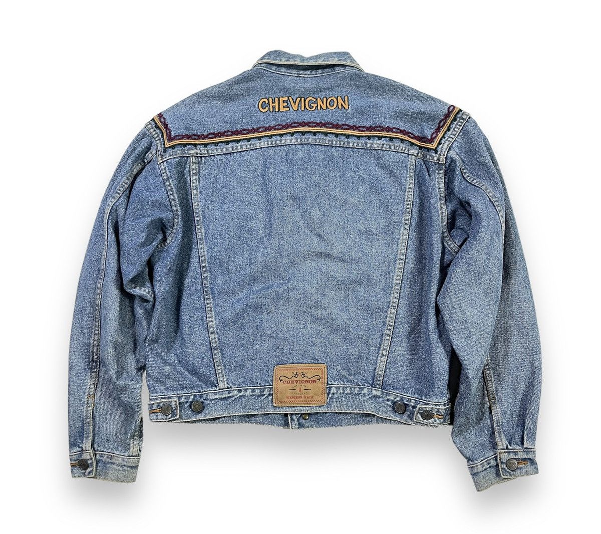 Rare!! Vintage CHEVIGNON Conquest Embroidery Denim Jacket