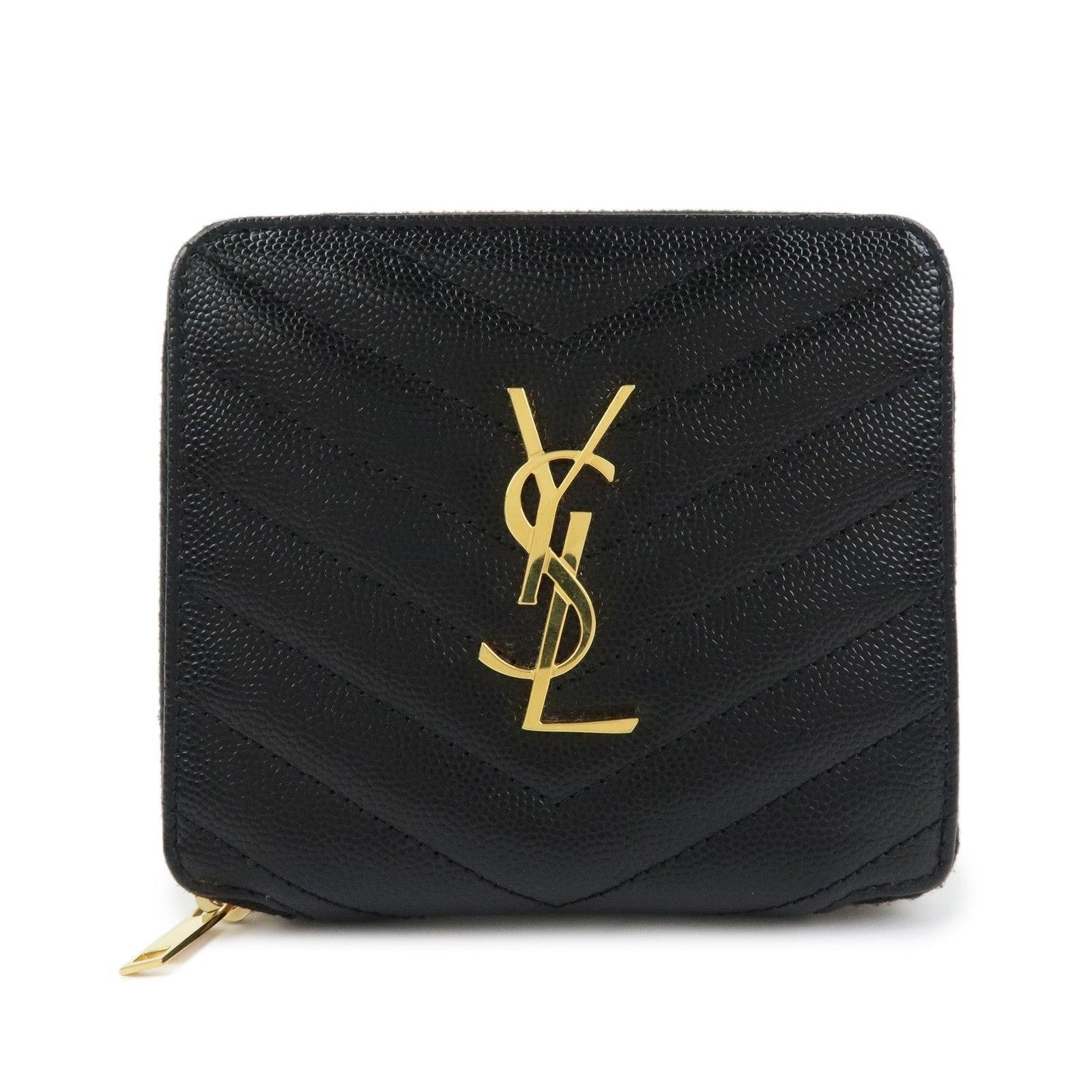 Saint Laurent Paris Saint Laurent Monogram Compact Wallet Calfskin Black Size ONE SIZE - 1 Thumbnail