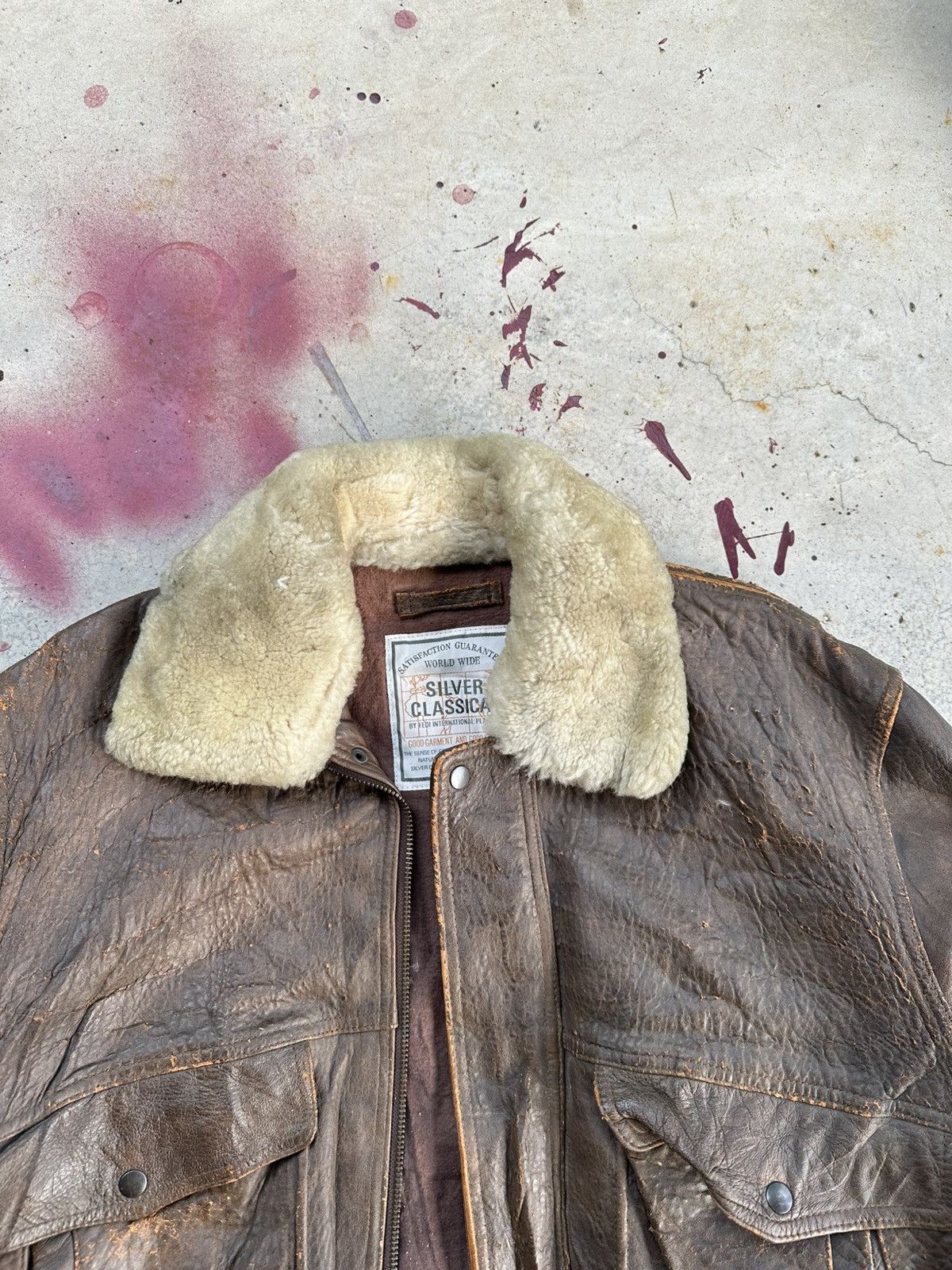 Vintage 👹Vintage THRASHED Aviator Leather Bomber Jacket Size US L / EU 52-54 / 3 - 7 Thumbnail
