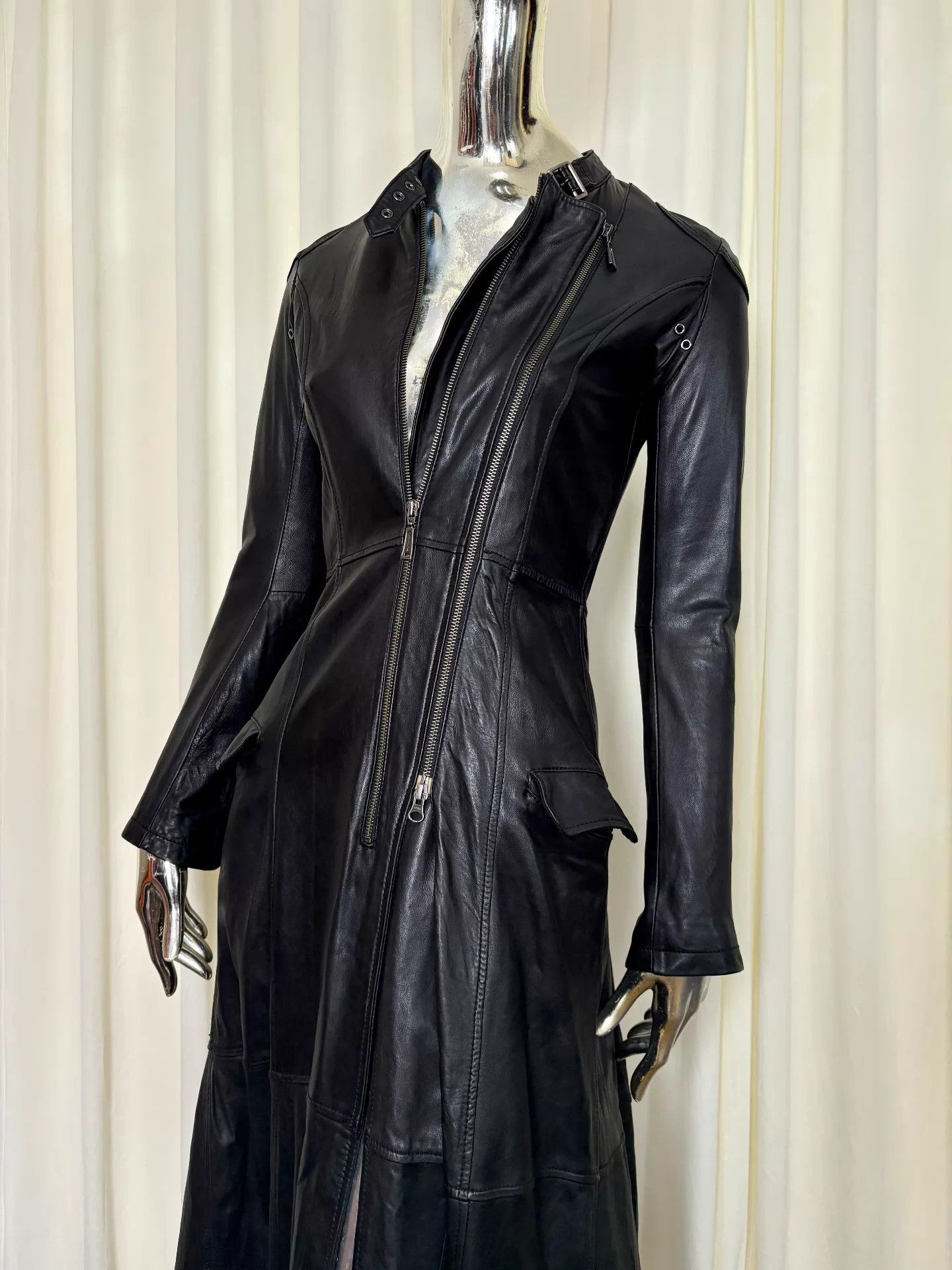 Other Alice Auaa 14AW Vintage Black Leather Bondage 2Zip Long 4 Size S / US 4 / IT 40 - 2 Thumbnail