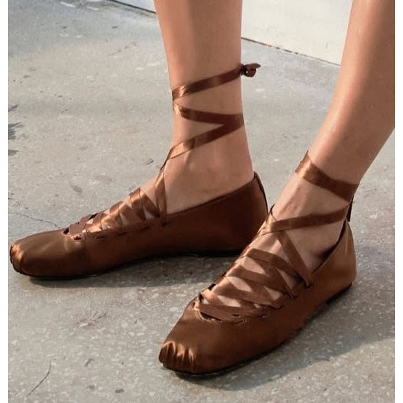 Zara ZARA Lace Up Ballet Flats NWT Size US 7.5 / IT 37.5 - 7 Thumbnail